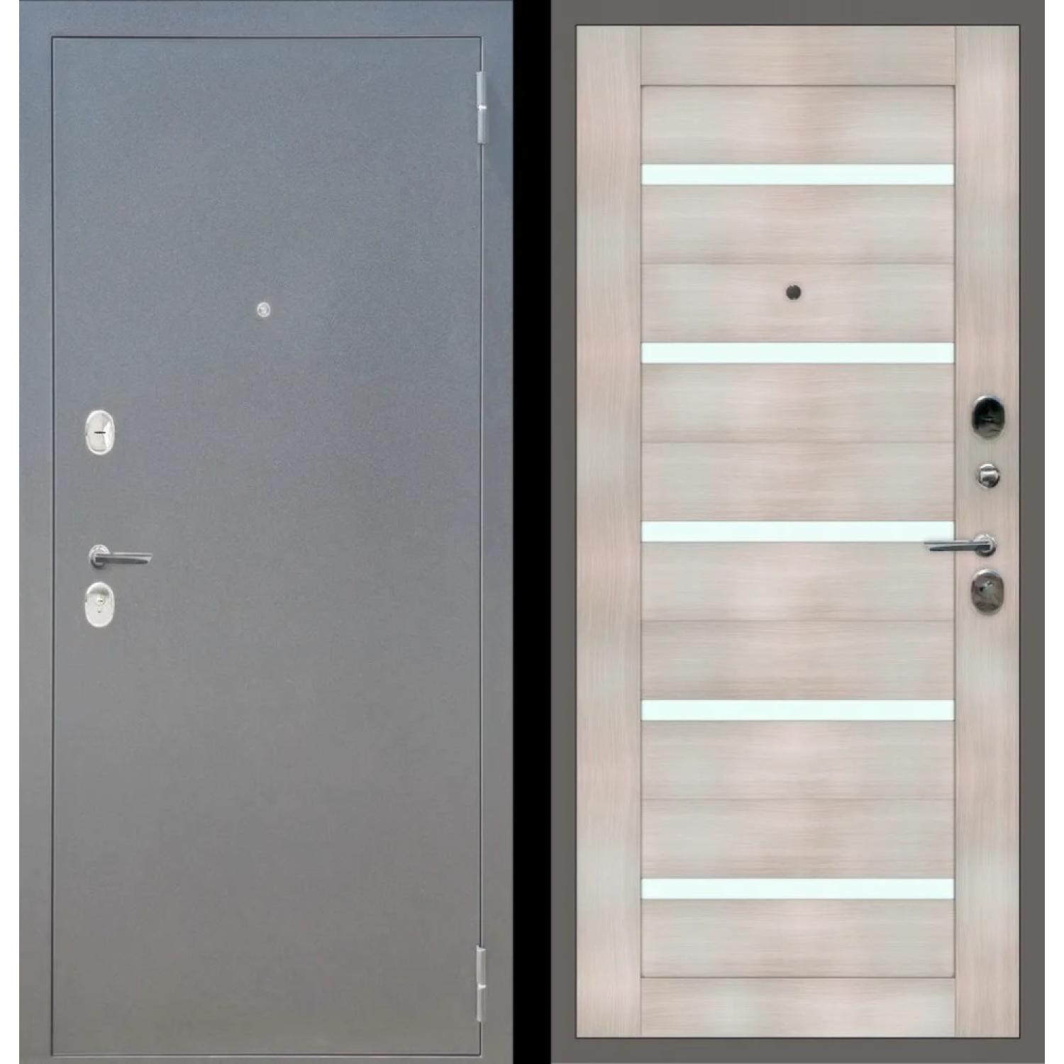 Дверь входная металлическая M30 (860*2050 L, Букле графит (Полимерно-порошковое), Лиственница беленая, Заказная)