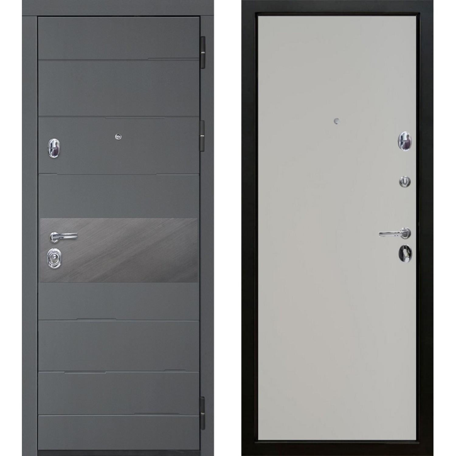 Входная дверь Натта (960*2050 R, Графит (ПВХ), ZB Белый, Заказная)