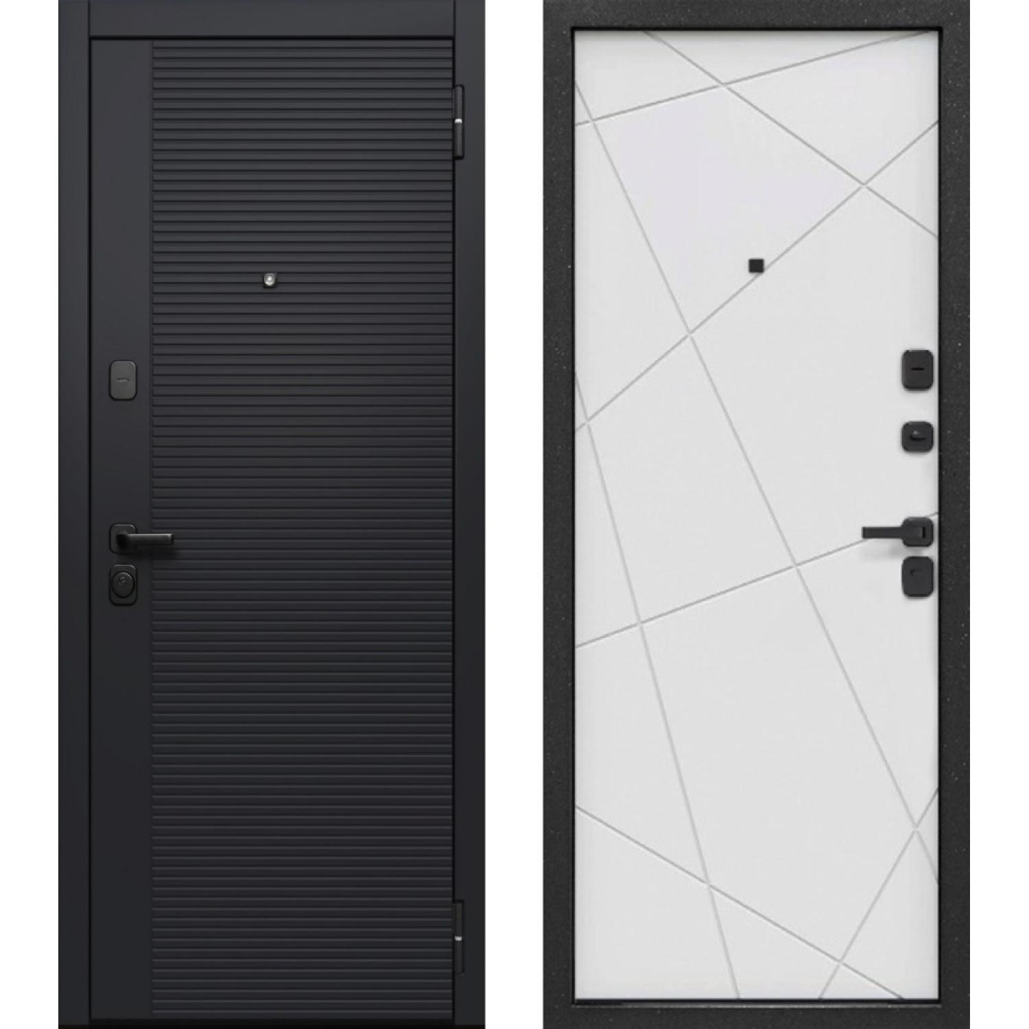 Входная дверь Гарда Черный кварц (960*2050 L, Черный сатин (ПВХ), Белый сатин (ПВХ), Складская)