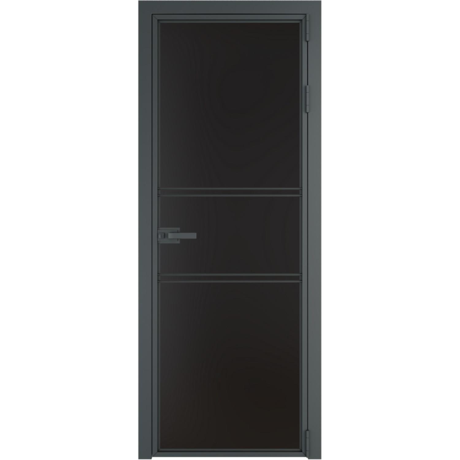 Дверь межкомнатная  алюминиевая  2 AX ProfilDoors (Серая ночь, Монохром черный)