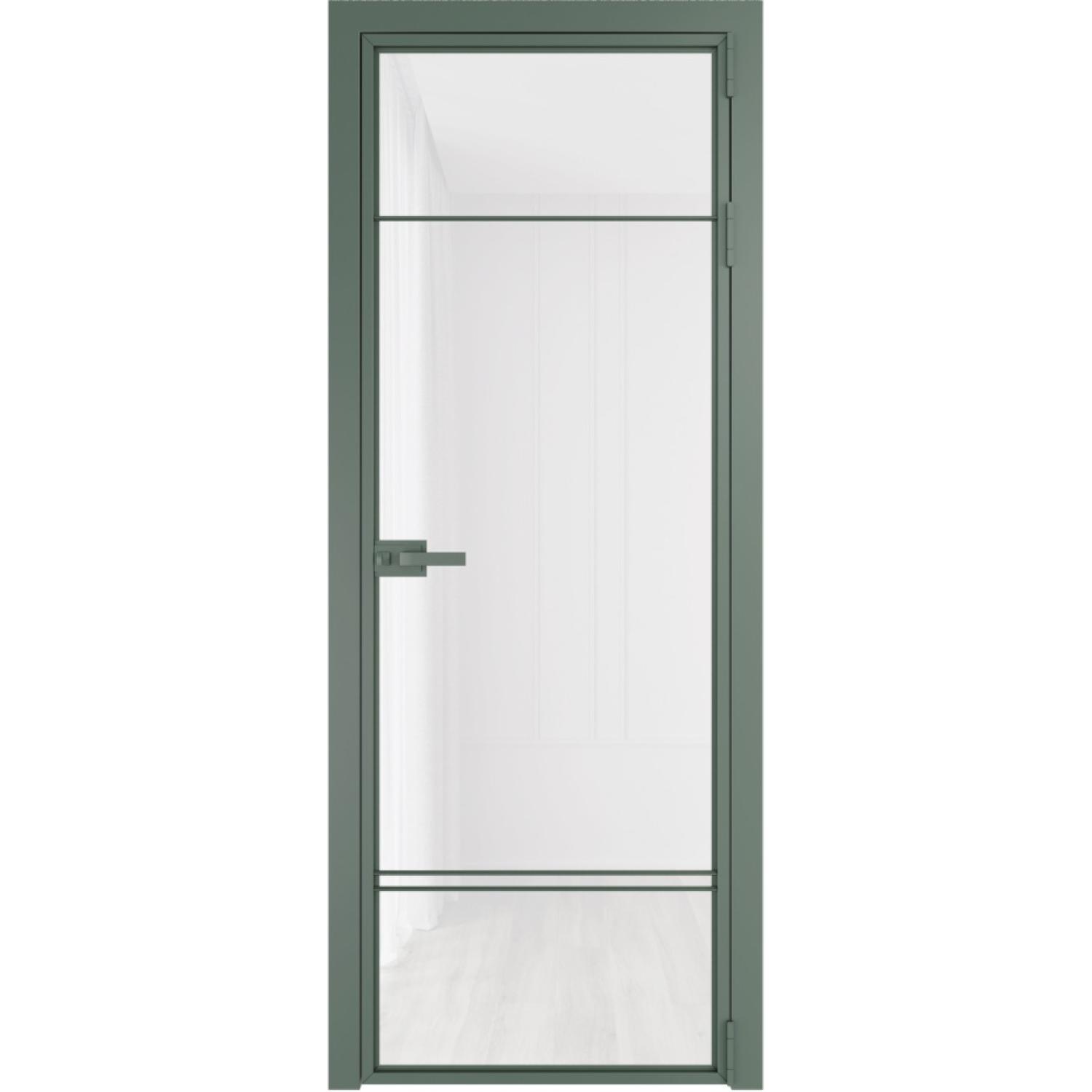 Дверь межкомнатная  алюминиевая  4 AX ProfilDoors (Зеленый воск, Триплекс белый)
