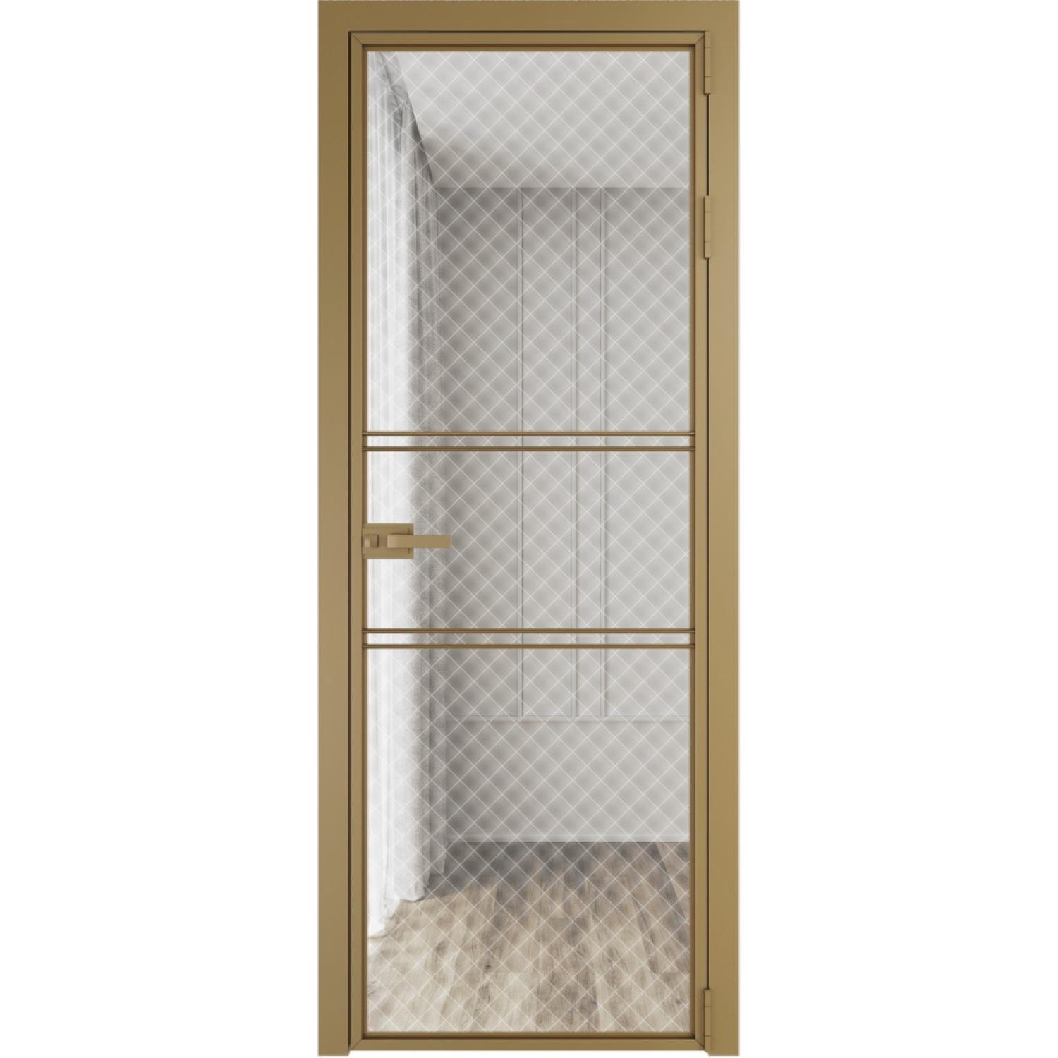 Дверь межкомнатная  алюминиевая  2 AX ProfilDoors (Золото, Ромб белый)