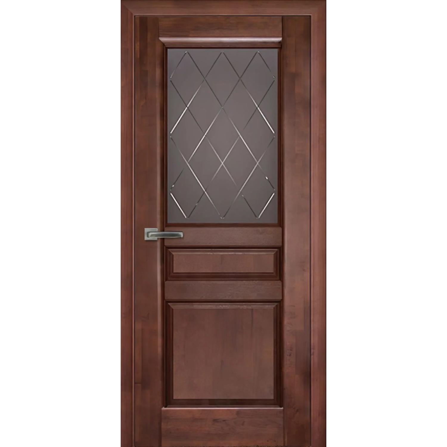 Дверь межкомнатная массив ольхи Валенсия м. ДО (2000*600, Бренди (54), Графит с фрезеровкой, Заказная)