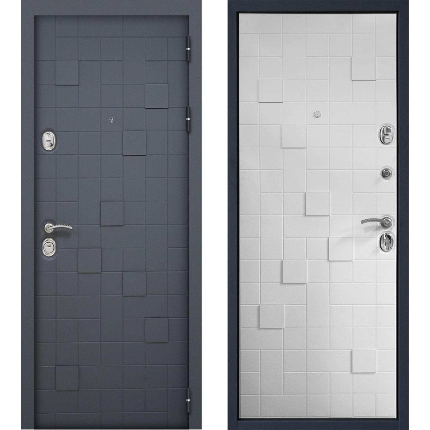 Входная дверь Метро 2 (960*2050 R, Графит (ПВХ), Белый ZB (ПВХ), Складская)