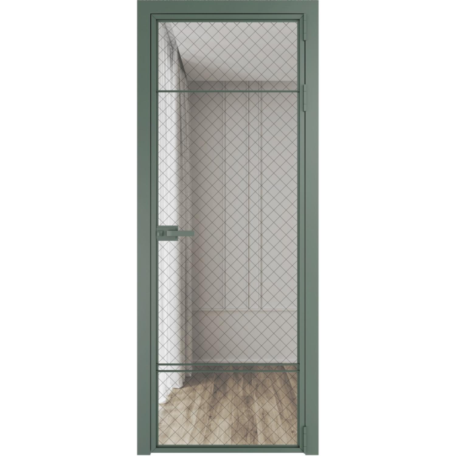 Дверь межкомнатная  алюминиевая  4 AX ProfilDoors (Зеленый воск, Ромб черный)