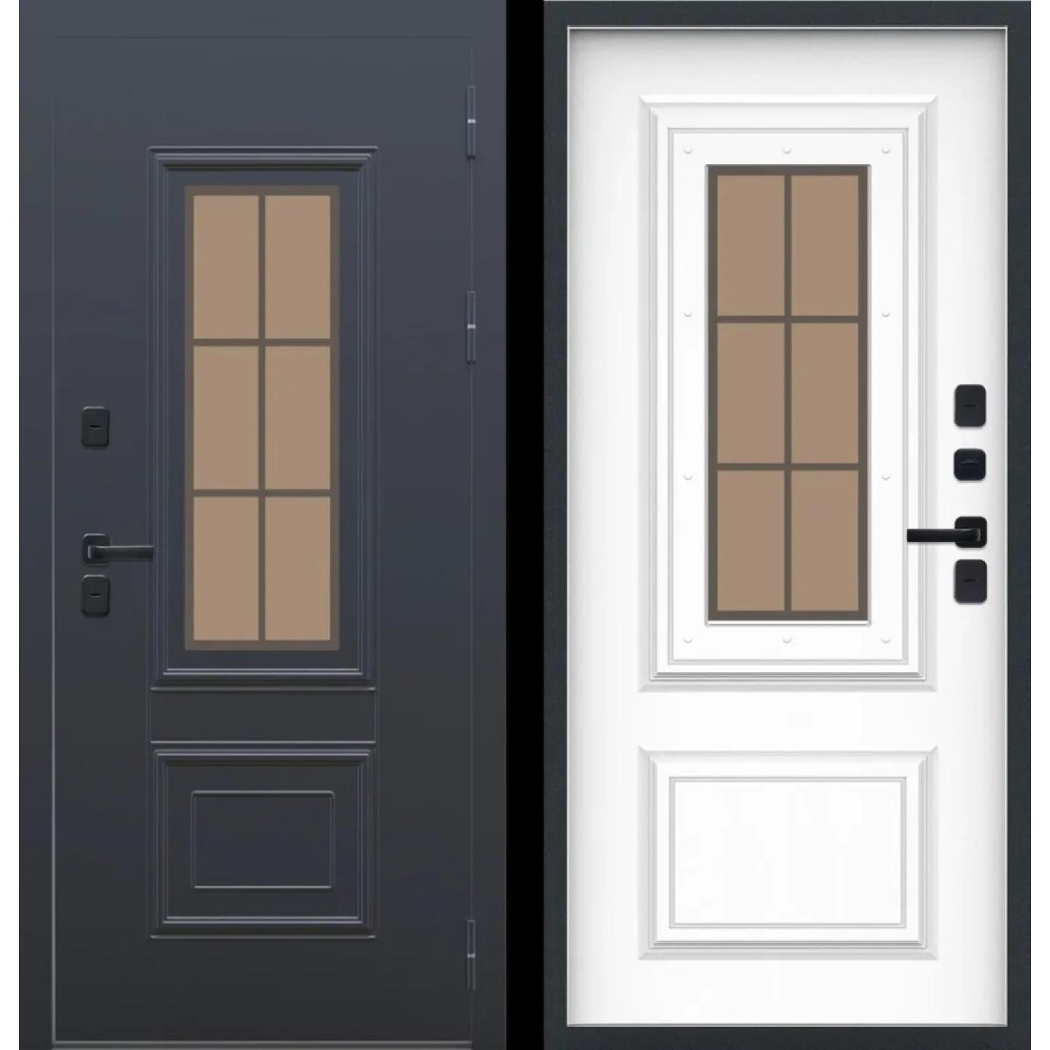 Дверь входная металлическая M73 ТЕРМО штамп (960*2050 R, Букле графит (Полимерно-порошковое), Velluto Bianco AG 700, Заказная)