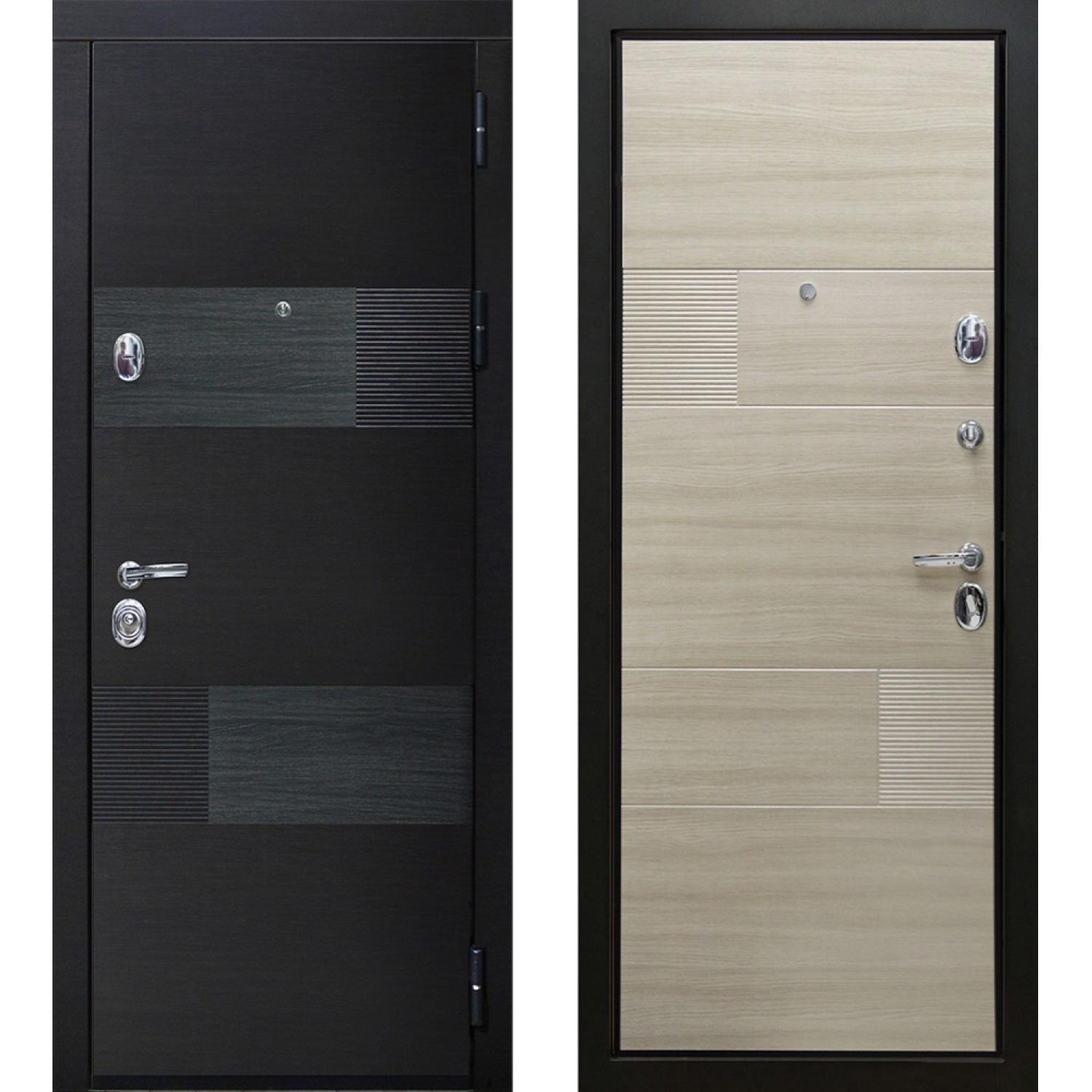 Входная дверь Вита (860*2050 R, Венге черный (ПВХ) + вставка серый (ПВХ), Экодуб молочный (ПВХ), Заказная)