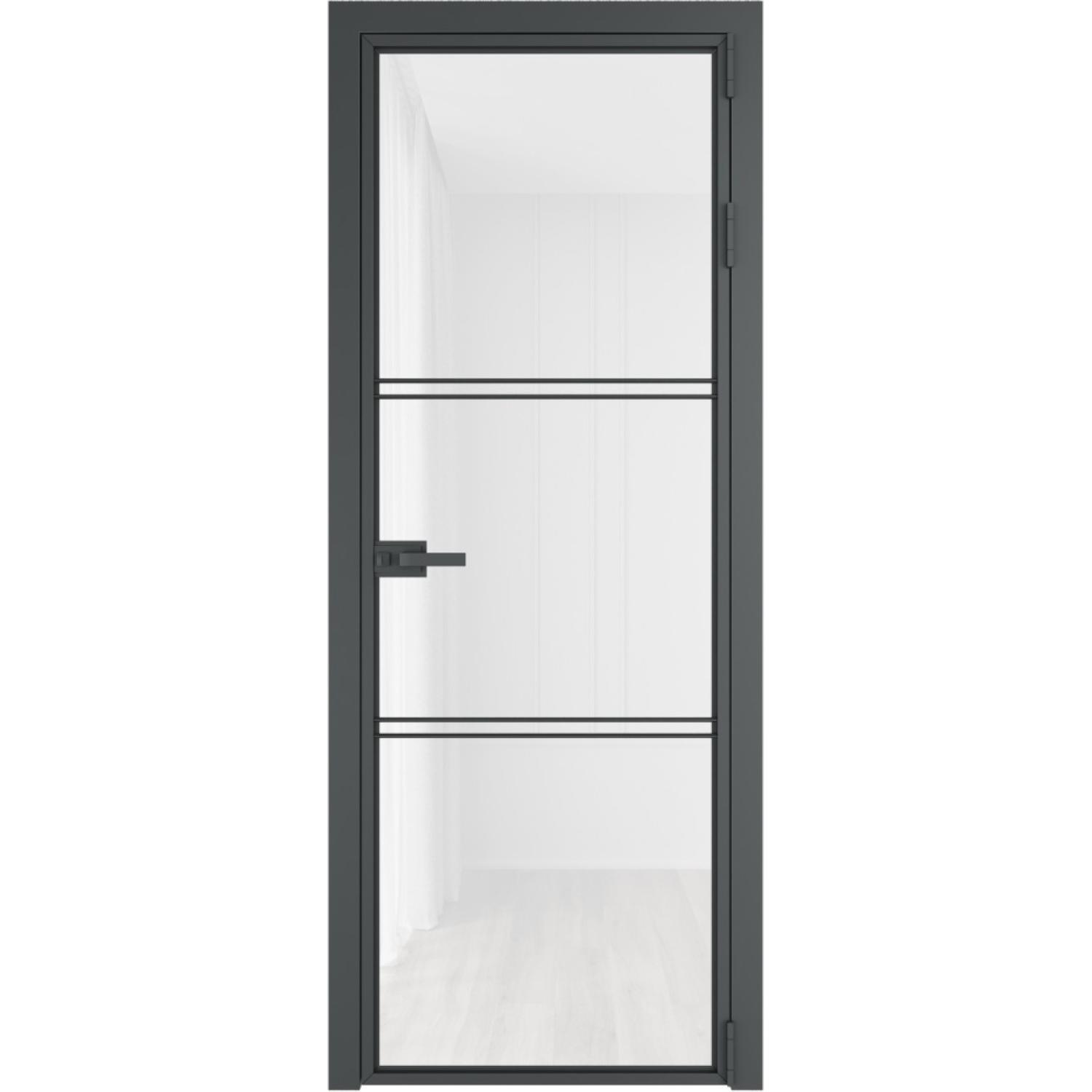 Дверь межкомнатная  алюминиевая  3 AX ProfilDoors (Серая ночь, Триплекс белый)