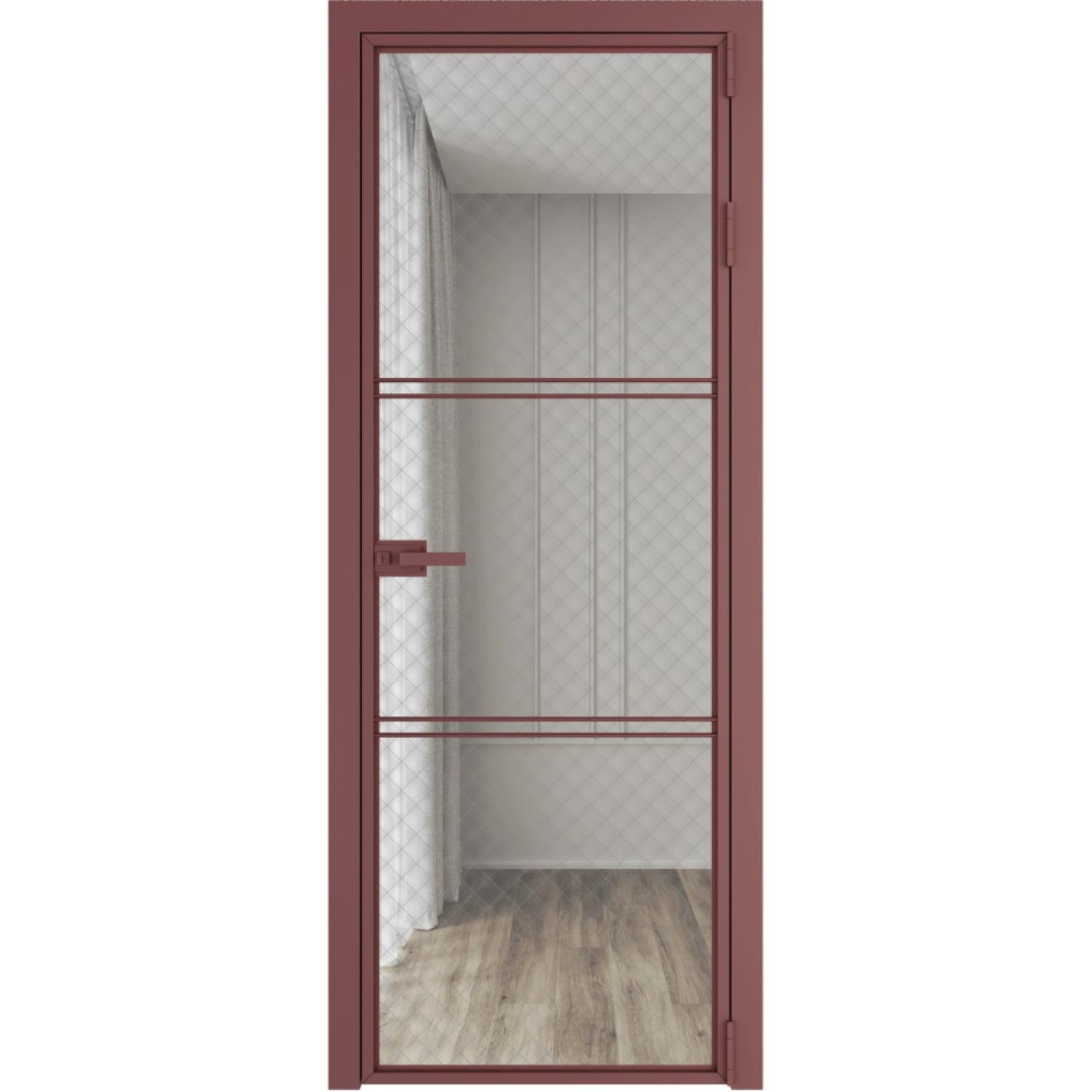 Дверь межкомнатная  алюминиевая  3 AX ProfilDoors (Красный антрацит, Ромб серебро)