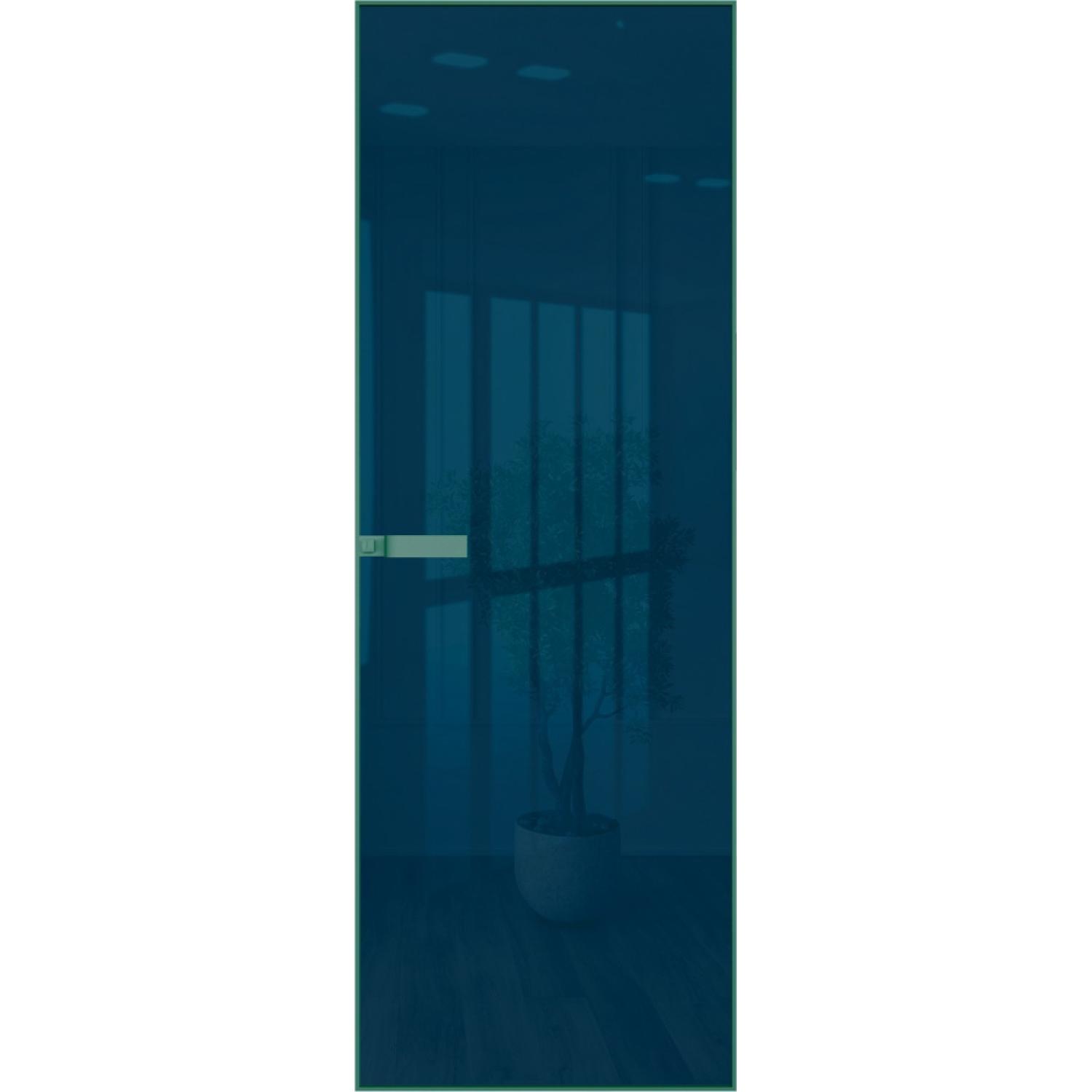Дверь межкомнатная  алюминиевая  1 AGN (Зеленый воск, Зеркало blue)