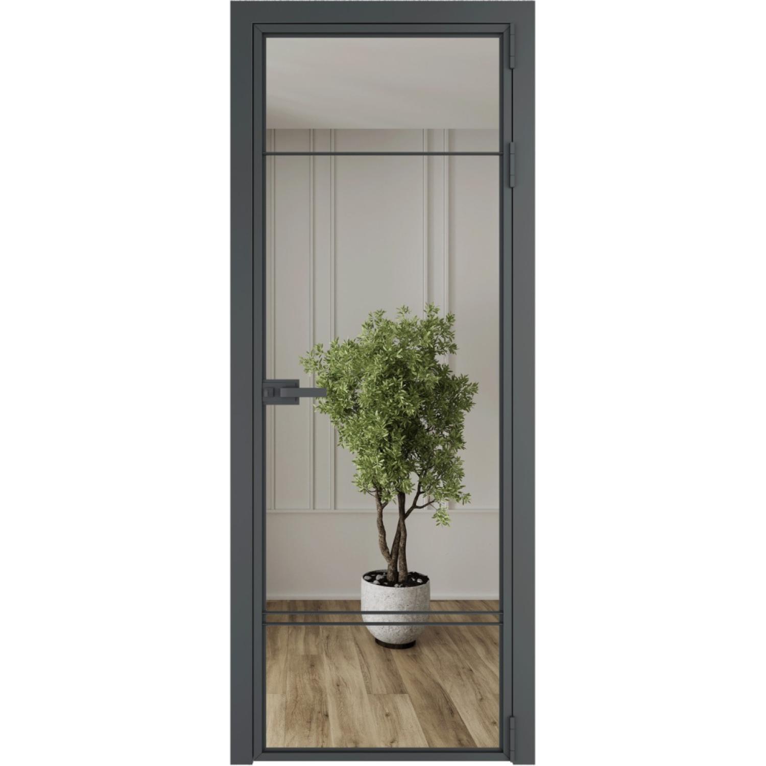 Дверь межкомнатная  алюминиевая  4 AX ProfilDoors (Серая ночь, Зеркало)