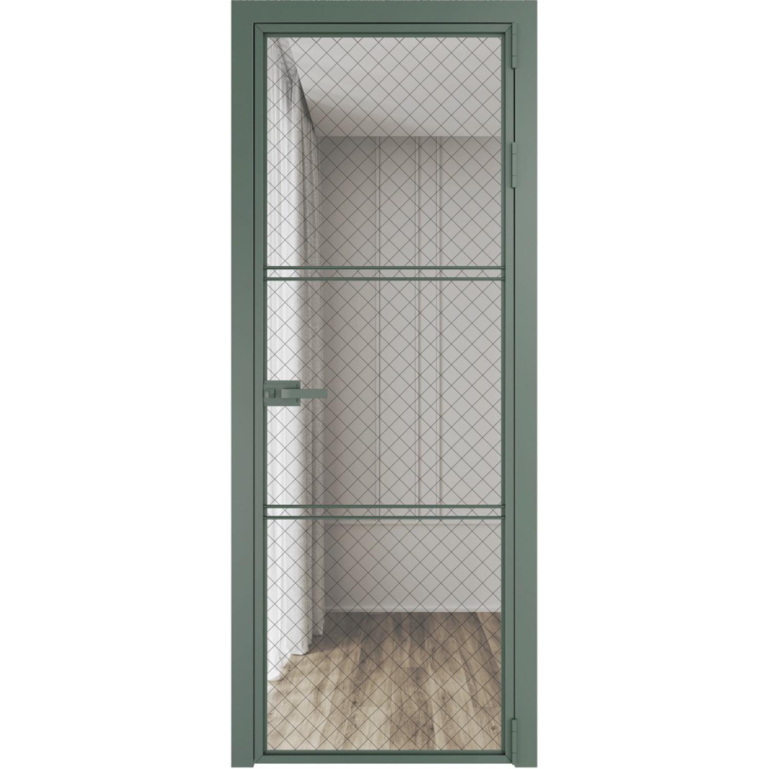 Дверь межкомнатная  алюминиевая  3 AX ProfilDoors (Зеленый воск, Ромб черный)