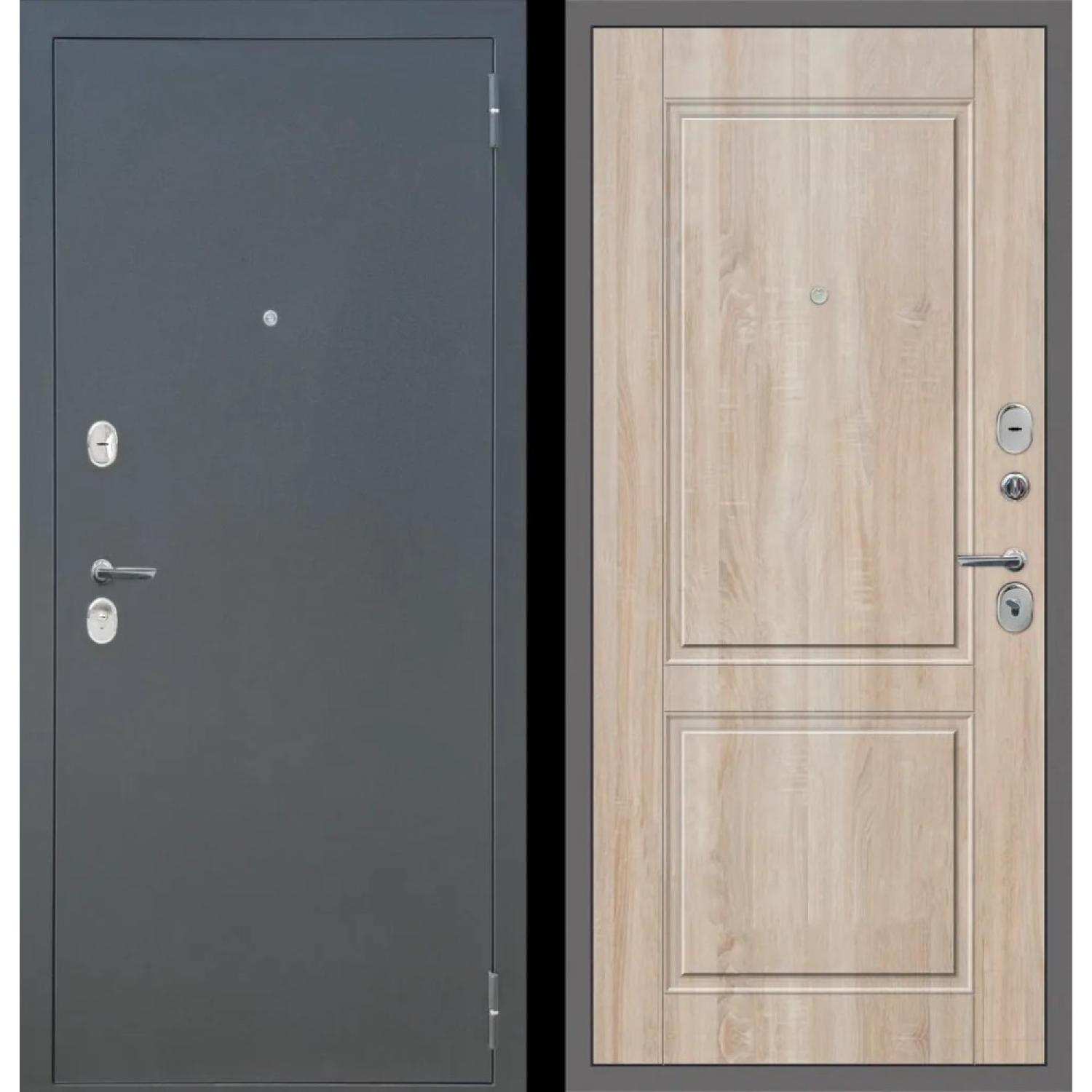 Дверь входная металлическая М3 (860*2050 R, Букле графит (Полимерно-порошковое), Сонома светлый, Заказная)