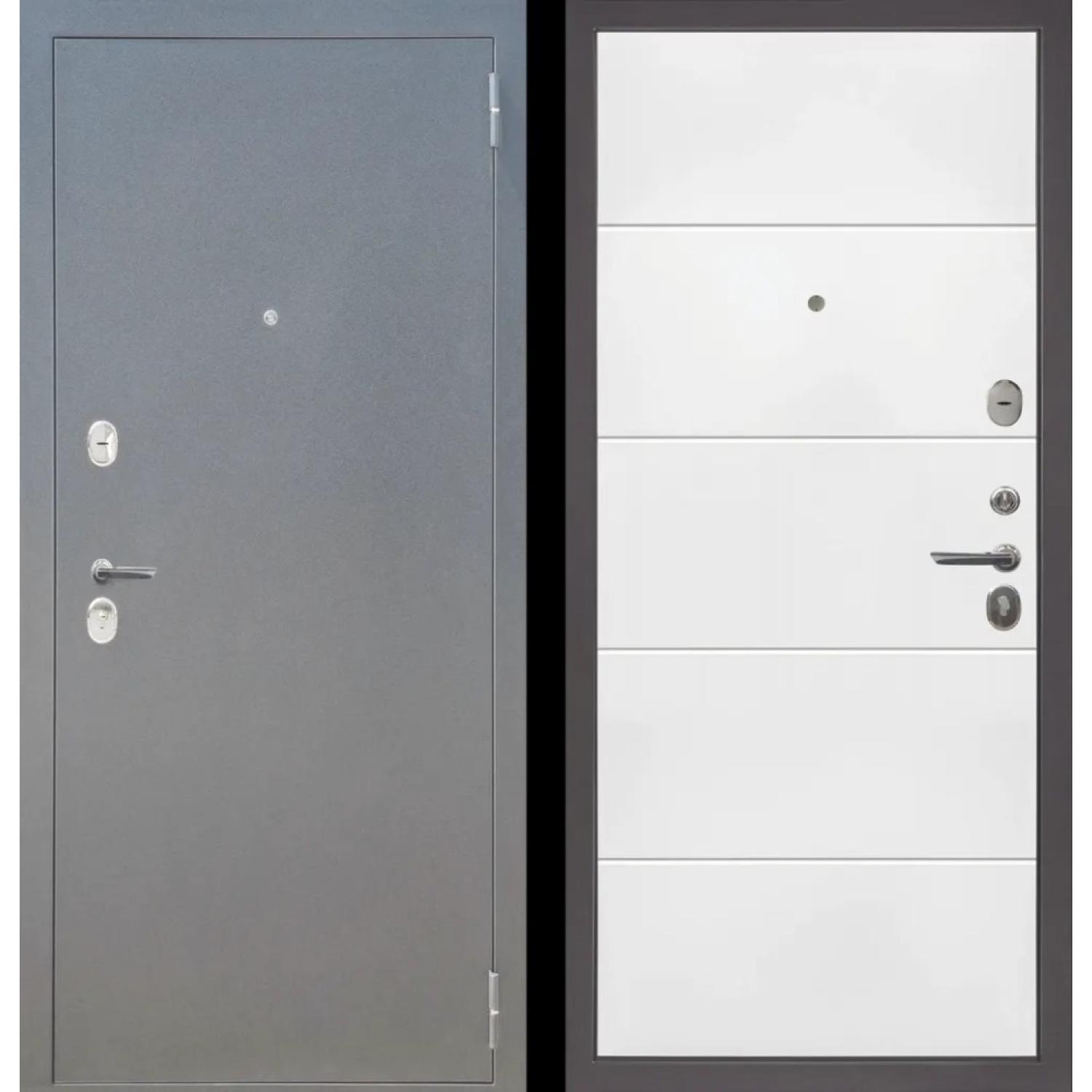 Дверь входная металлическая M28 (960*2050 L, Букле графит (Полимерно-порошковое), Velluto Bianco AG 700, Заказная)