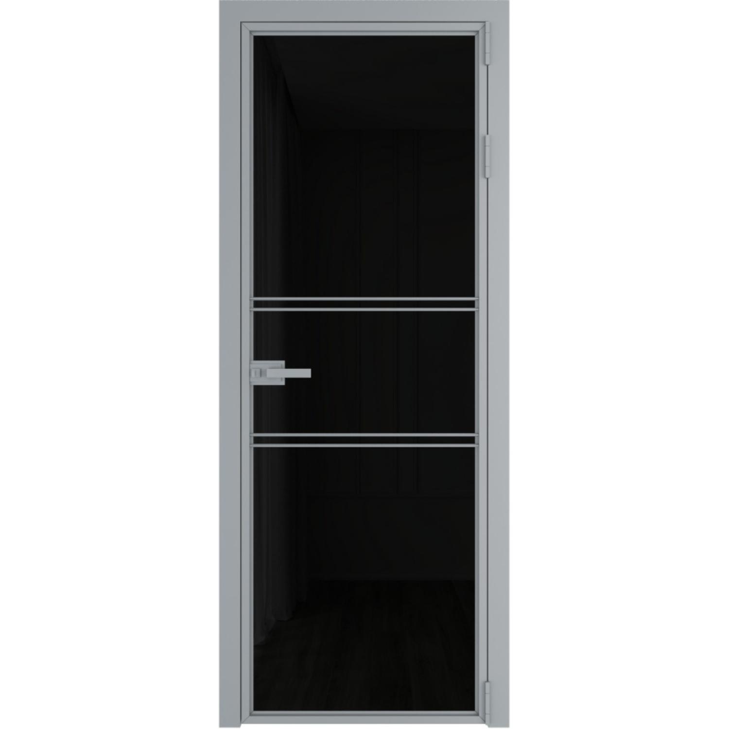 Дверь межкомнатная  алюминиевая  2 AX ProfilDoors (Серебро, Триплекс черный)