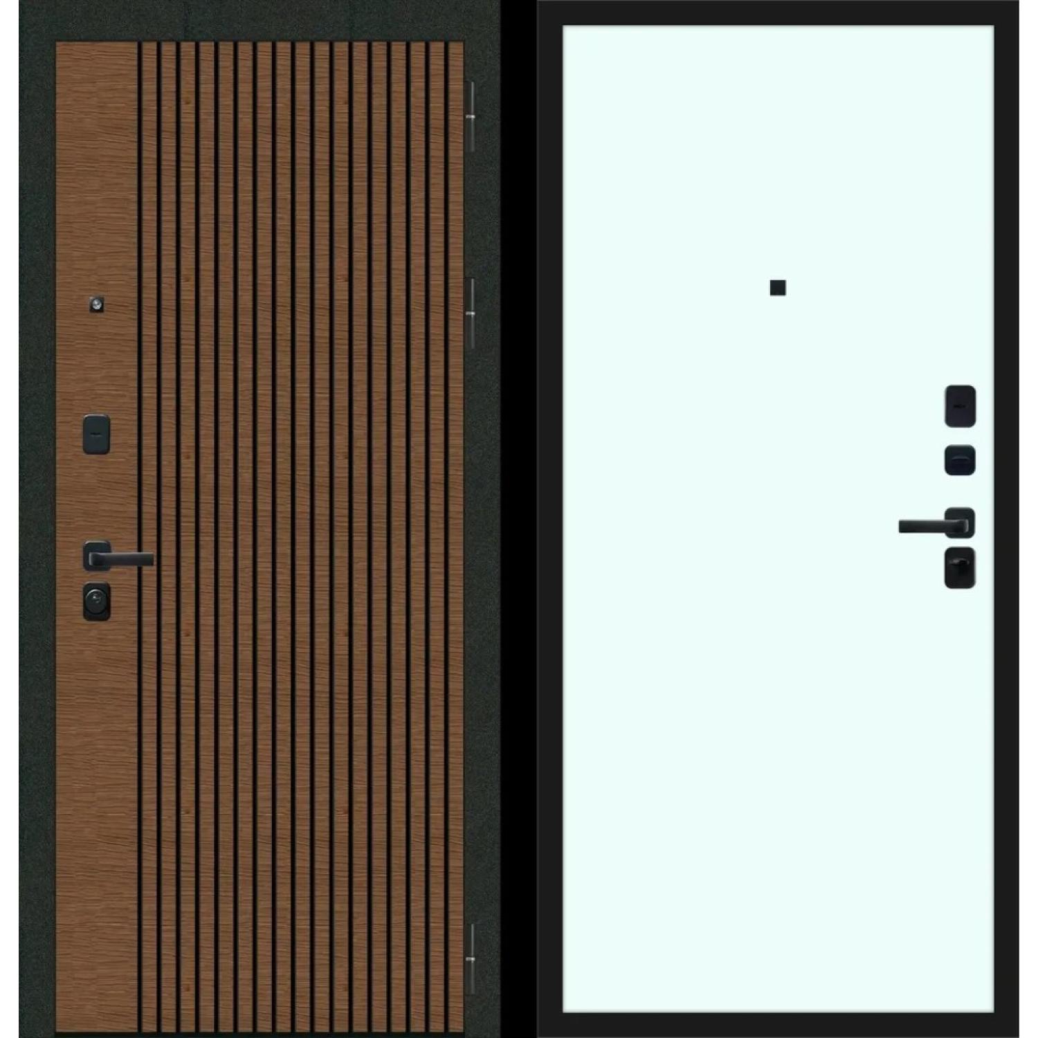 Дверь входная металлическая М106 (960*2050 L, Дуб кантри темный, Velluto Bianco AG 700, Заказная)