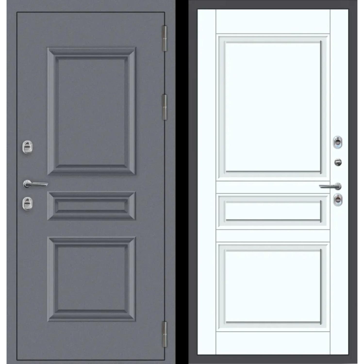 Дверь входная металлическая M62 ТЕРМО (960*2050 L, Букле графит (Полимерно-порошковое), Velluto Bianco AG 700, Заказная)