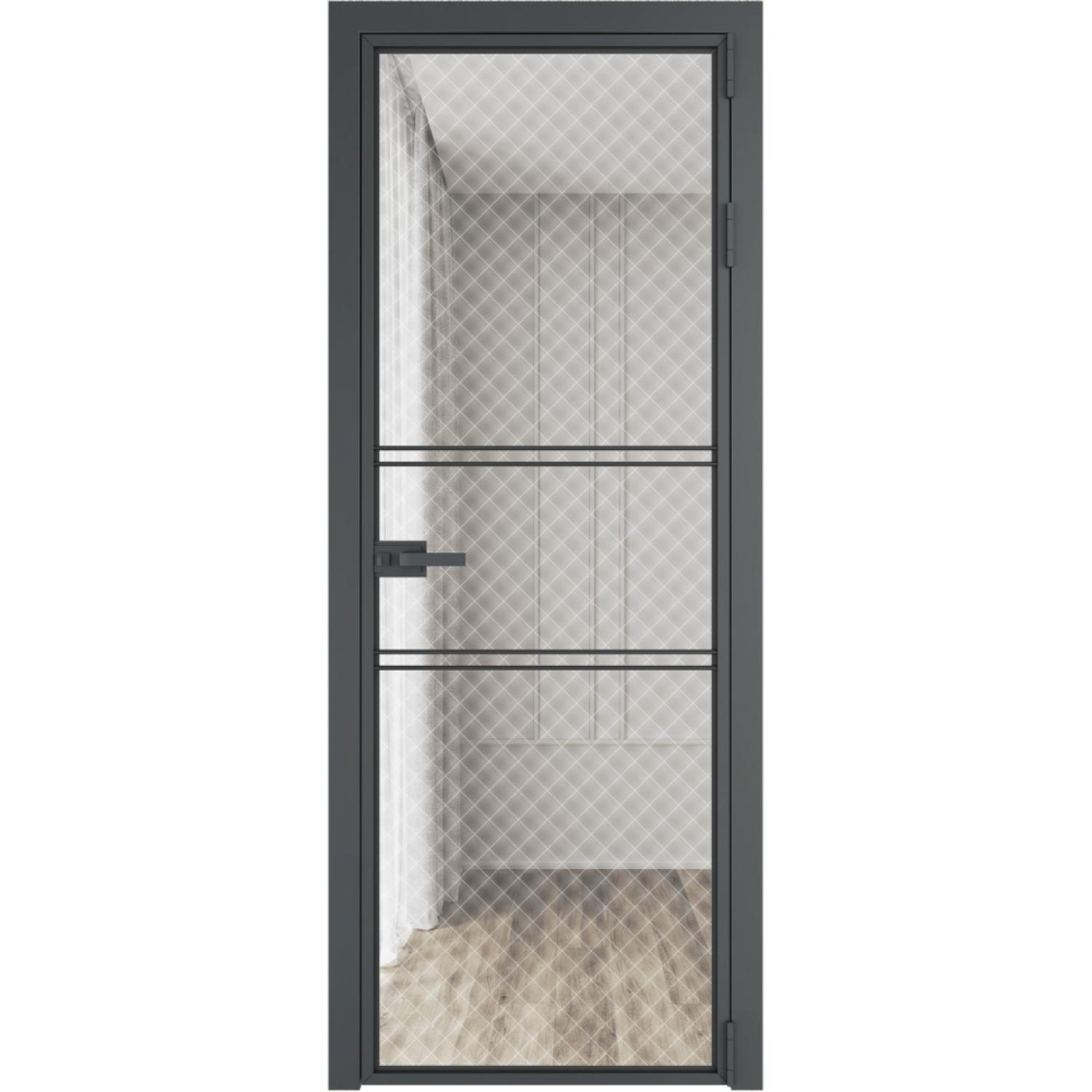 Дверь межкомнатная  алюминиевая  2 AX ProfilDoors (Серая ночь, Ромб белый)