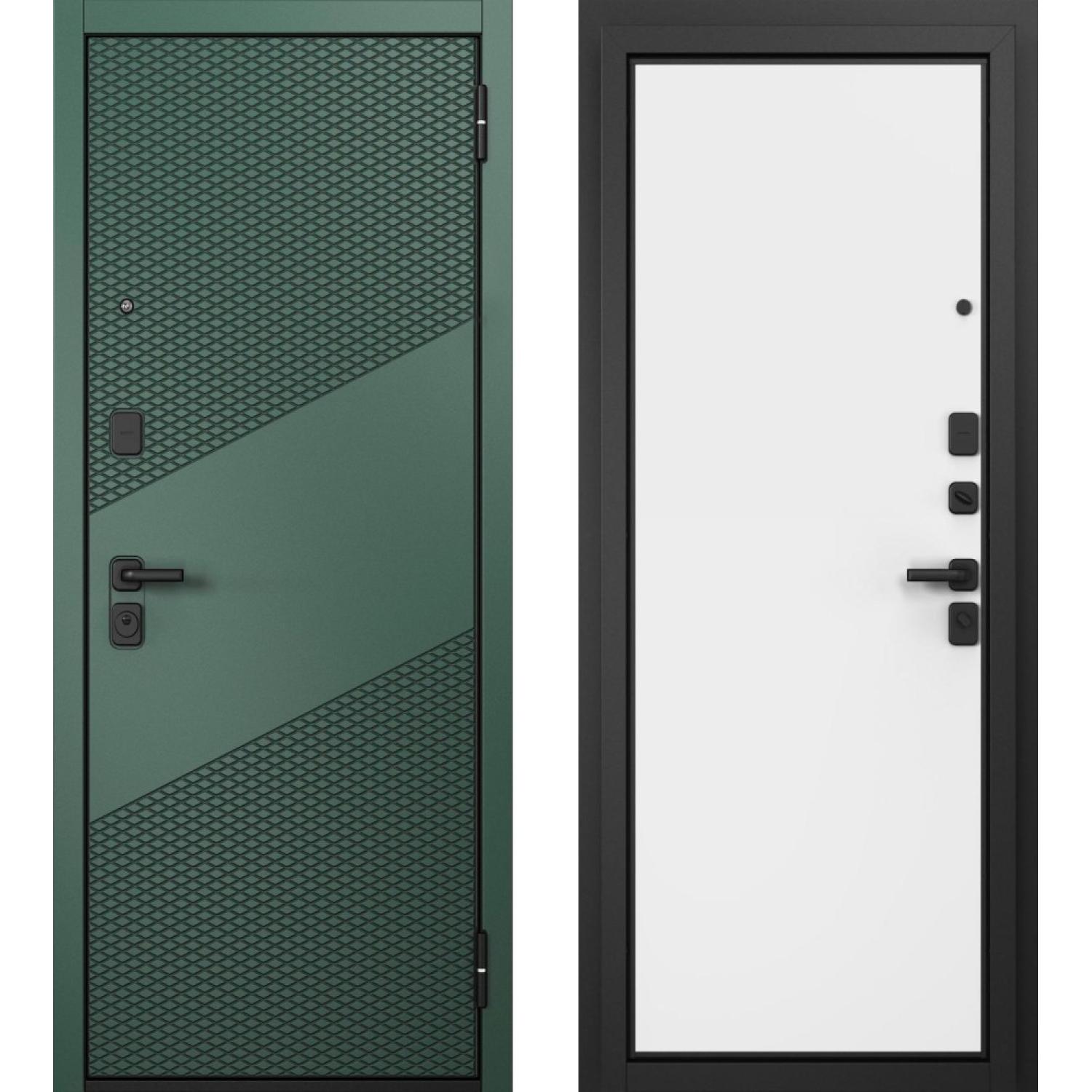 Входная дверь T4 TRUST ECO PP (960*2050 L, Авокадо (ПВХ), Эмаль белоснежная (ПВХ), Складская)