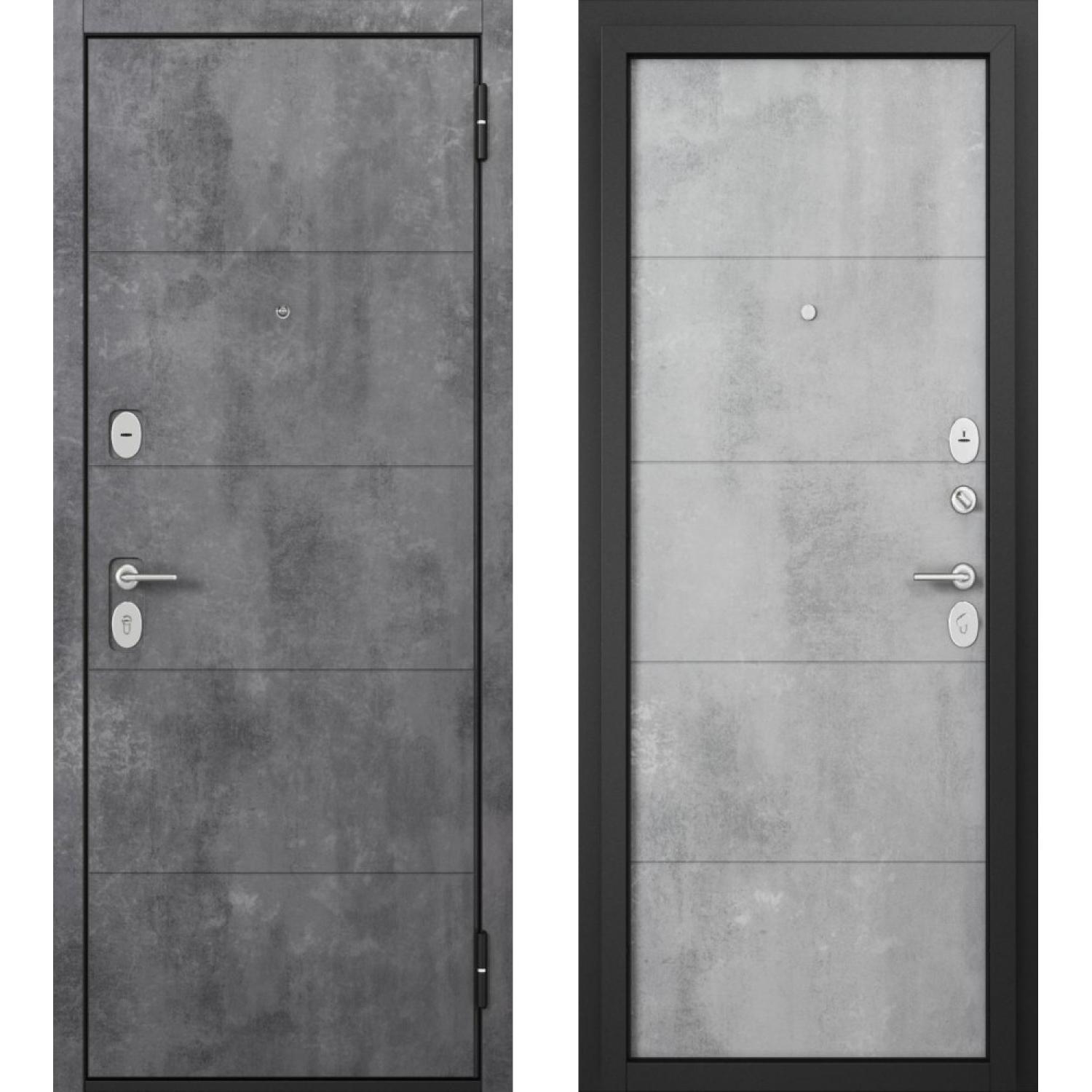 Входная дверь F3 FAMILY ECO PP (960*2050 L, Бетон темный (ПВХ), Бетон серый (ПВХ), Складская)