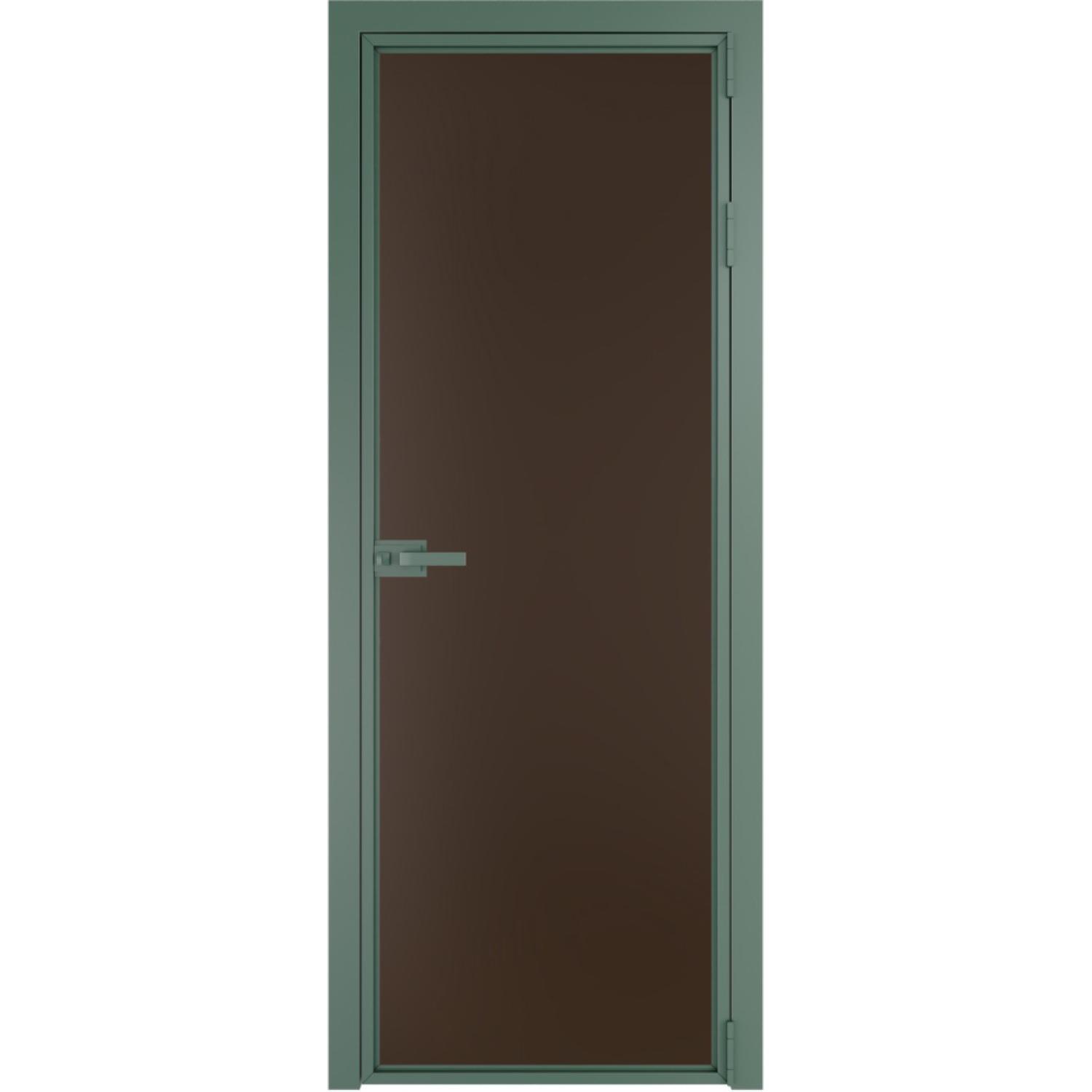 Дверь межкомнатная  алюминиевая  1 AX ProfilDoors (Зеленый воск, Монохром шоколад)