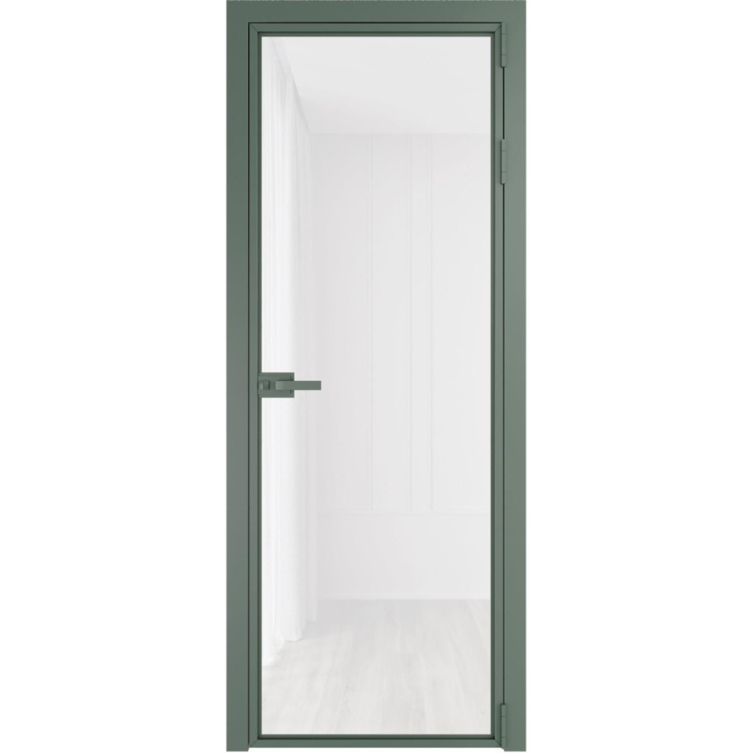 Дверь межкомнатная  алюминиевая  1 AX ProfilDoors (Зеленый воск, Триплекс белый)