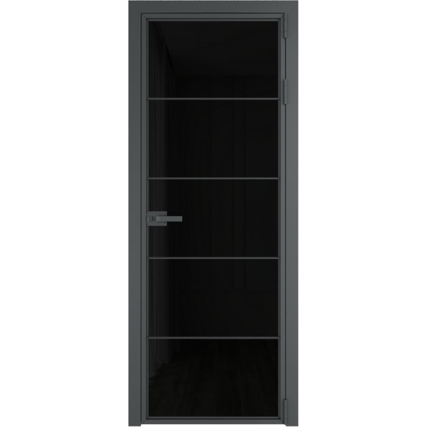 Дверь межкомнатная  алюминиевая  5 AX ProfilDoors (Серая ночь, Триплекс черный)