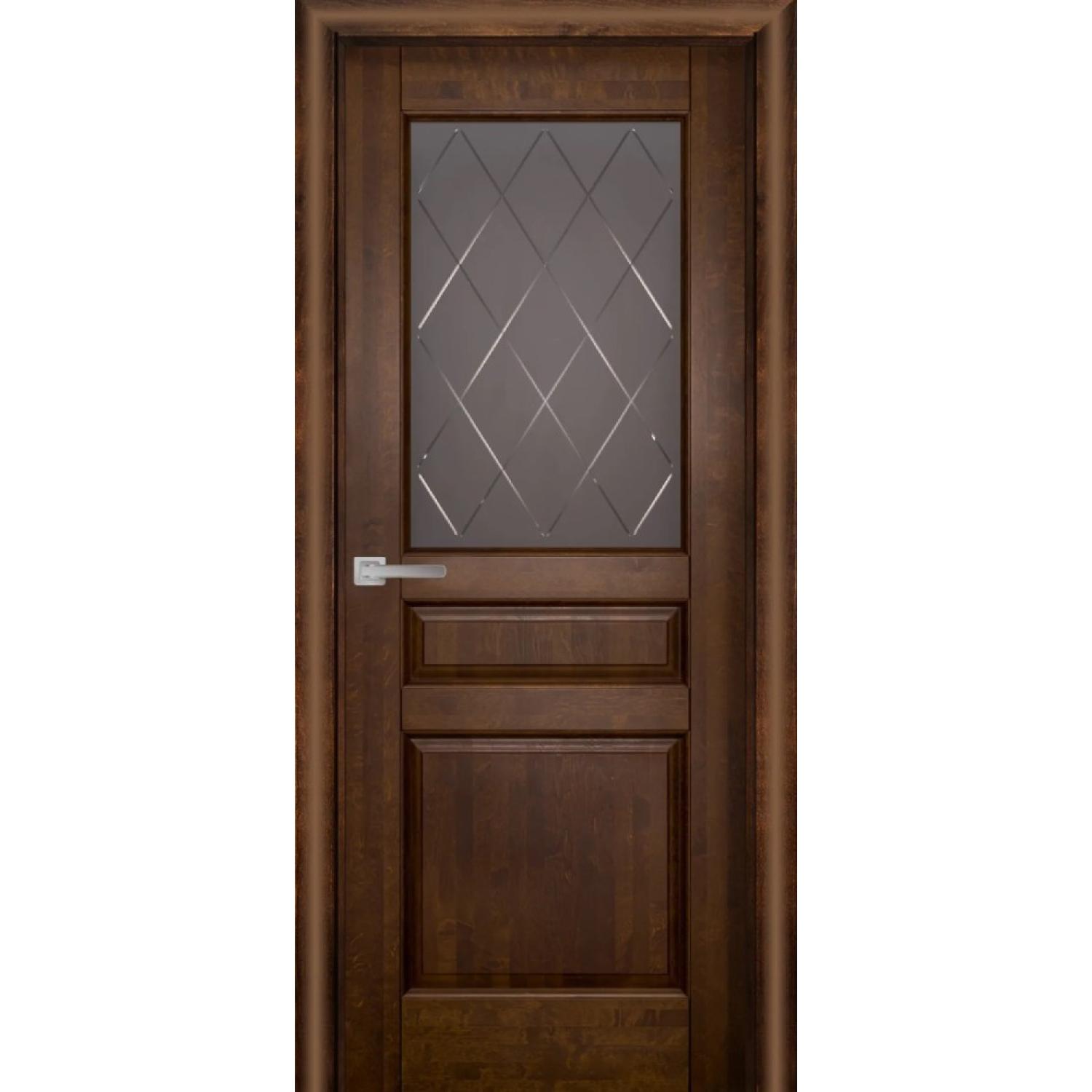 Дверь межкомнатная массив ольхи Валенсия м. ДО (2000*800, Античный орех, Графит с фрезеровкой, Заказная)