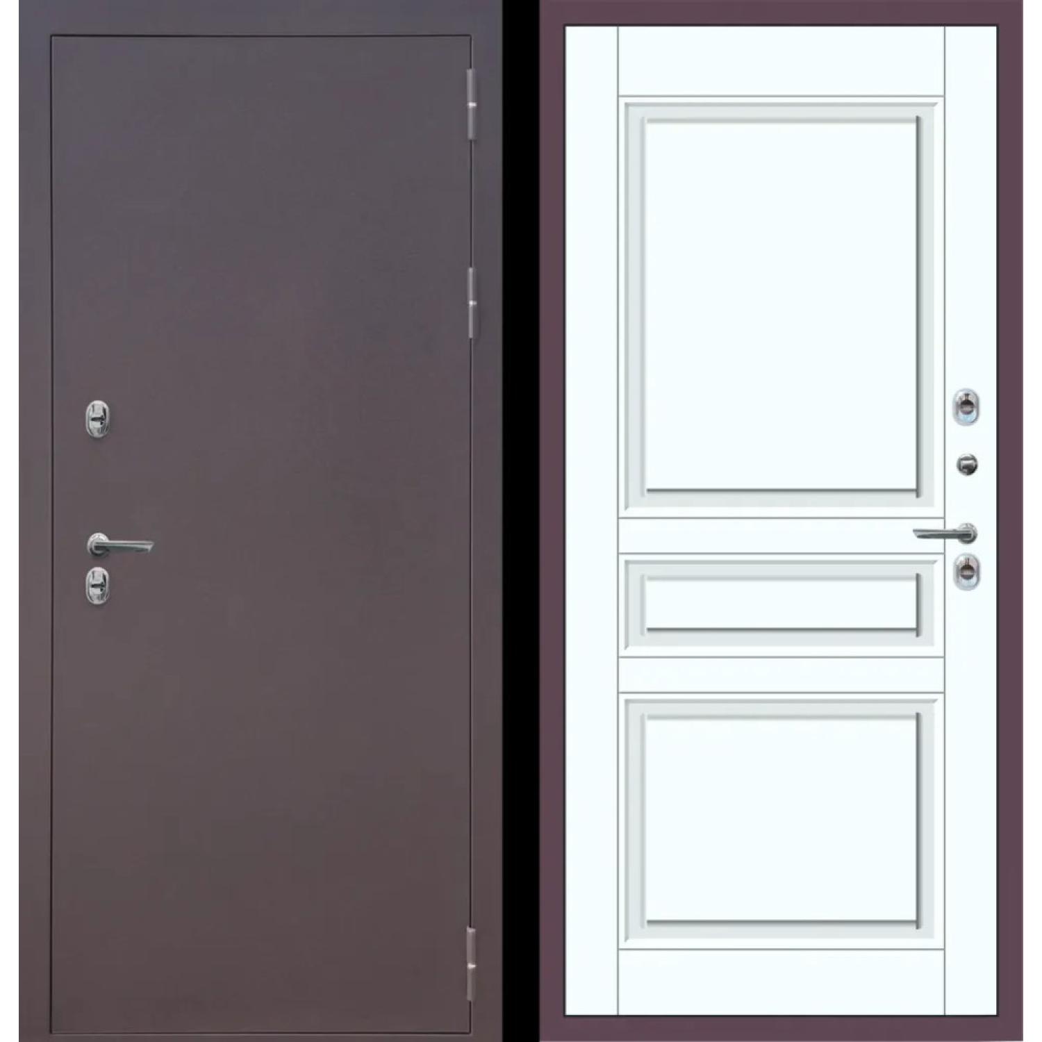 Дверь входная металлическая M21 ТЕРМО (960*2050 L, Букле опал (Полимерно-порошковое), Velluto Bianco AG 700, Заказная)