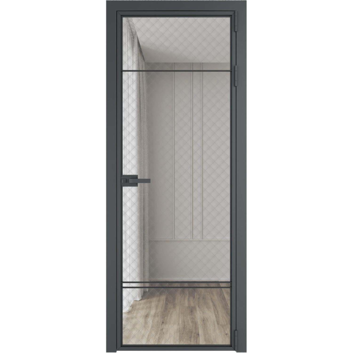 Дверь межкомнатная  алюминиевая  4 AX ProfilDoors (Серая ночь, Ромб серебро)