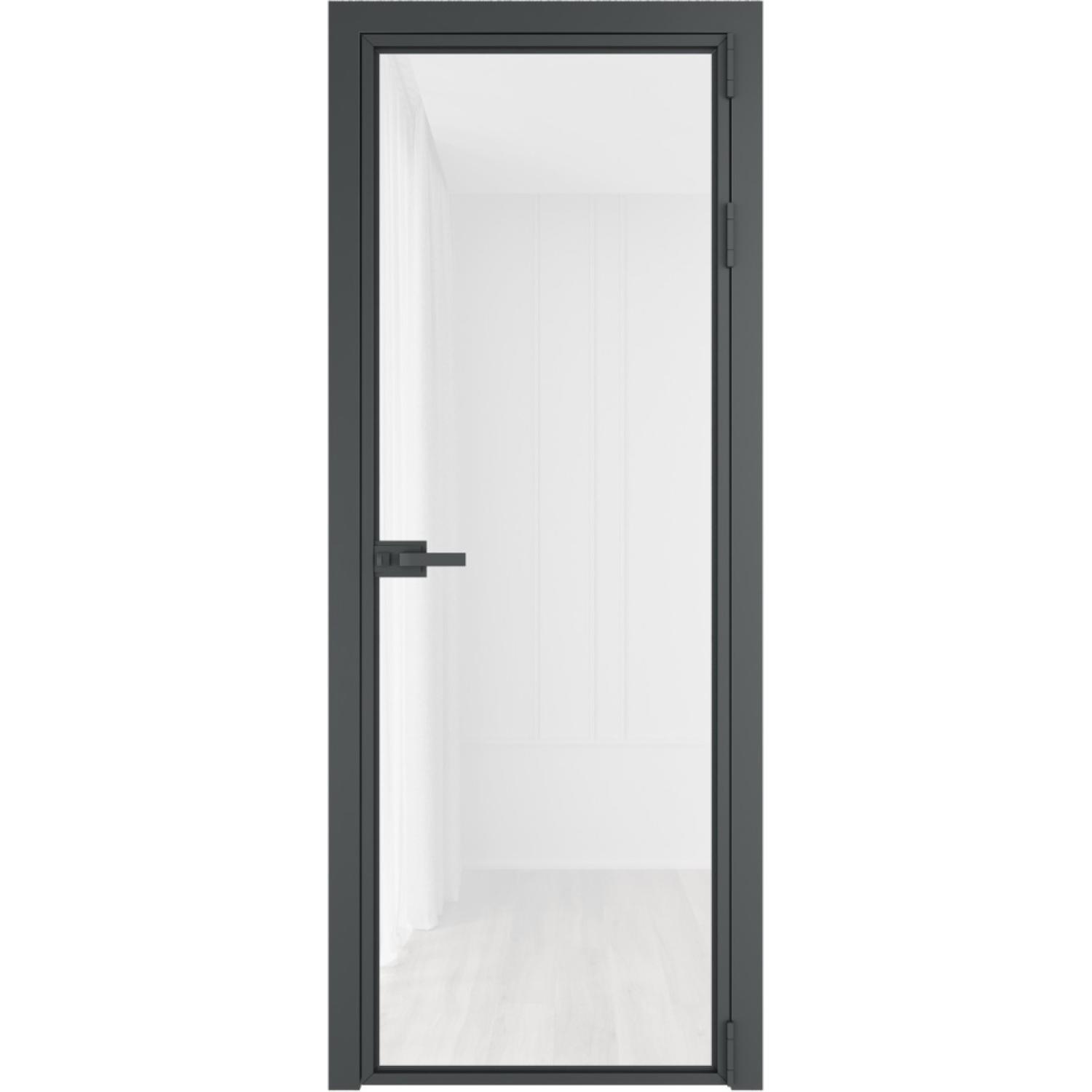 Дверь межкомнатная  алюминиевая  1 AX ProfilDoors (Серая ночь, Триплекс белый)