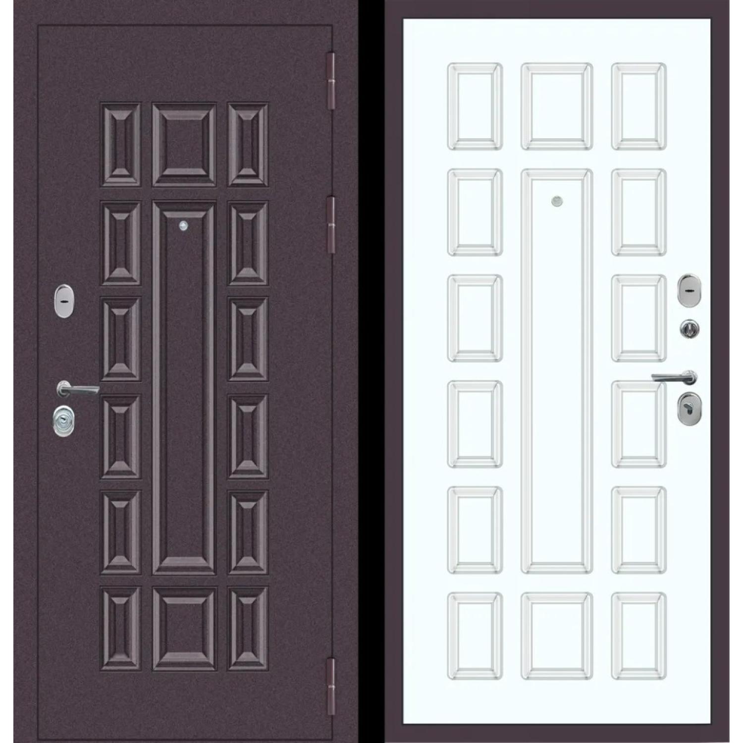 Дверь входная металлическая М55 (960*2050 L, Букле опал (Полимерно-порошковое), Velluto Bianco AG 700, Заказная)