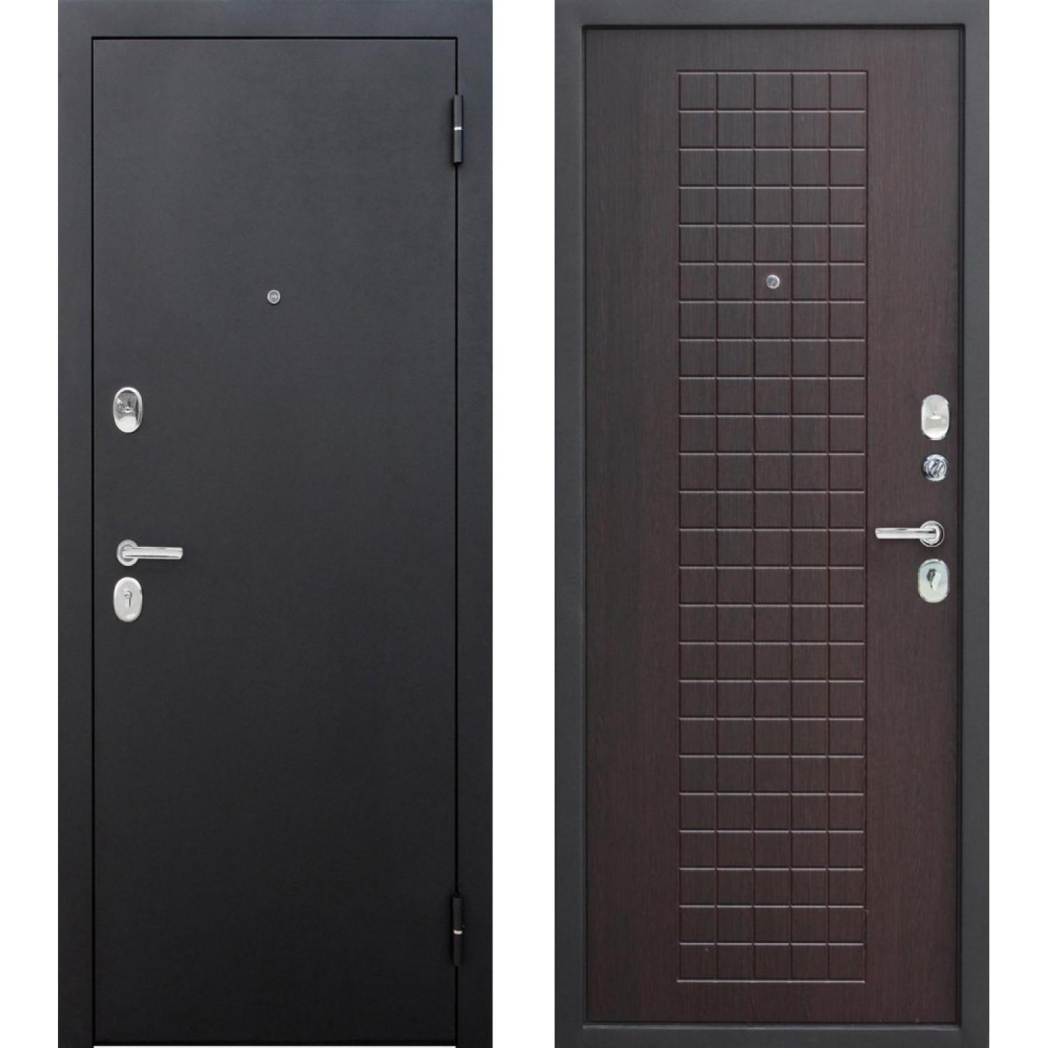 Входная дверь Гарда Муар 8мм (960*2050 L, Черный муар (Полимерно-порошковое), Венге (ПВХ), Складская)