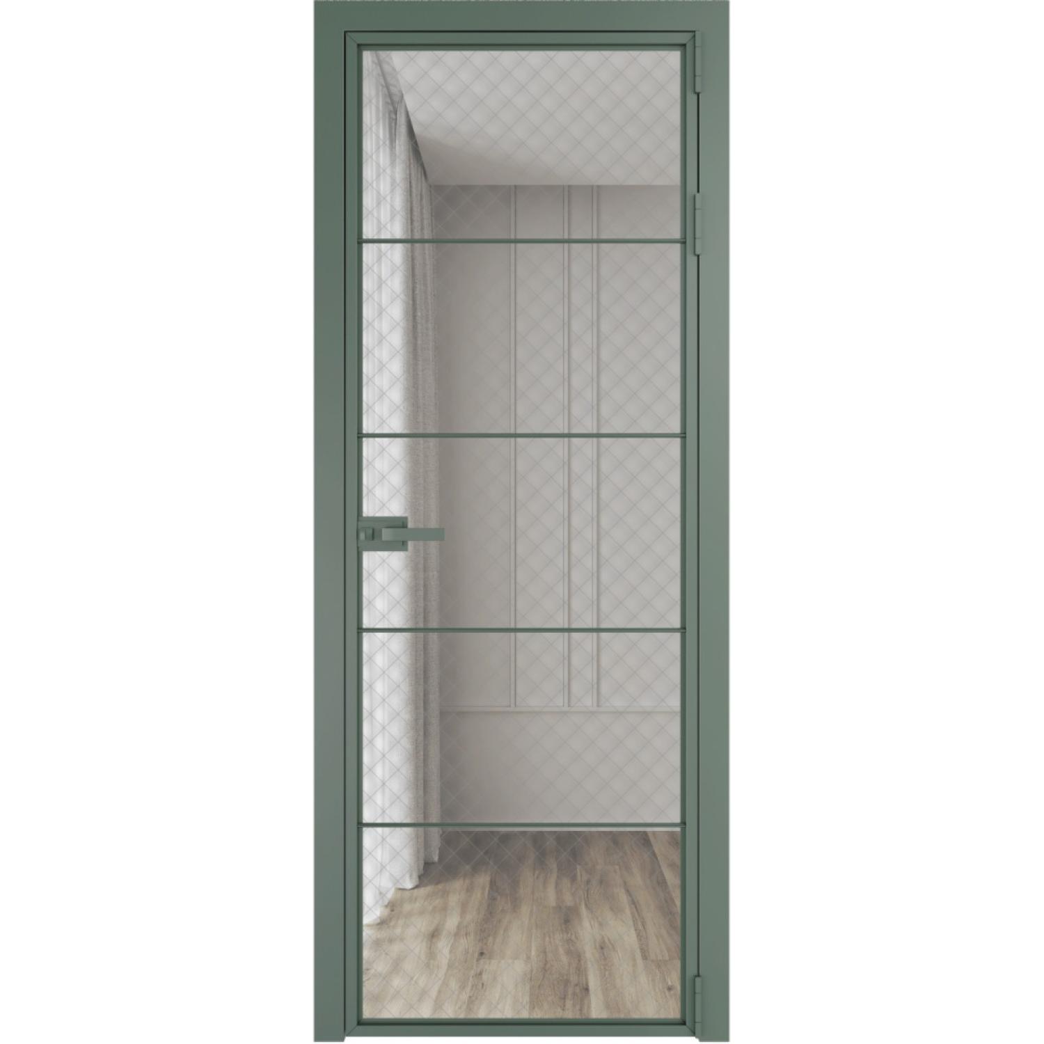 Дверь межкомнатная  алюминиевая  5 AX ProfilDoors (Зеленый воск, Ромб серебро)