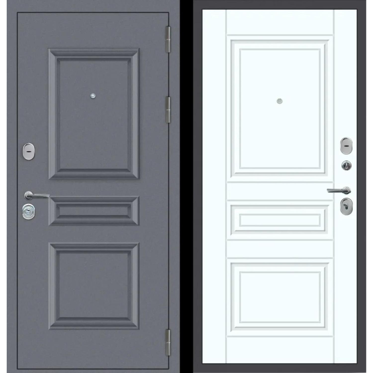 Дверь входная металлическая М52 (860*2050 R, Букле графит (Полимерно-порошковое), Velluto Bianco AG 700, Заказная)