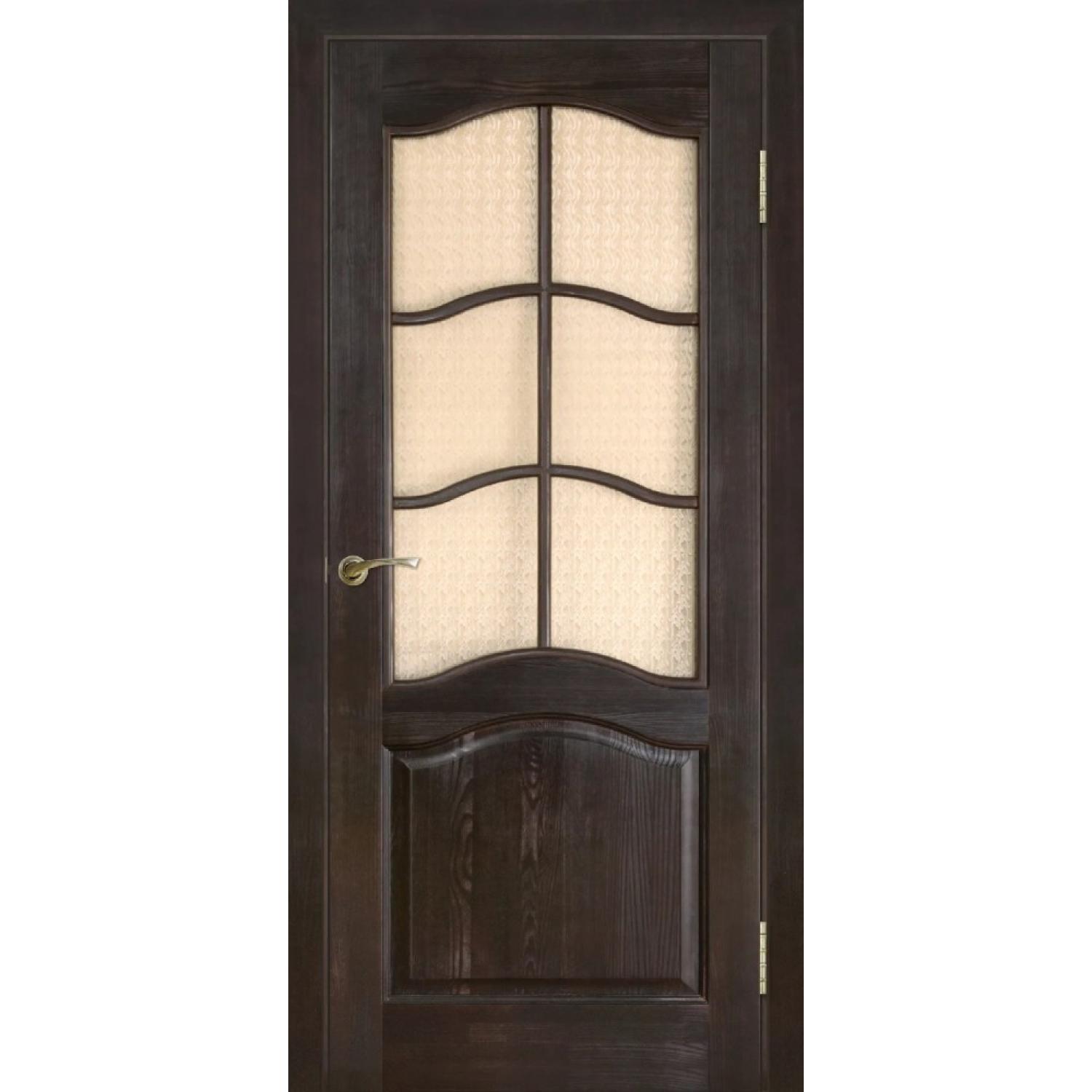 Дверь межкомнатная Модель №7 ДО сосна (2000*800, Темный  лак, Мателюкс бронза матовое, Заказная)