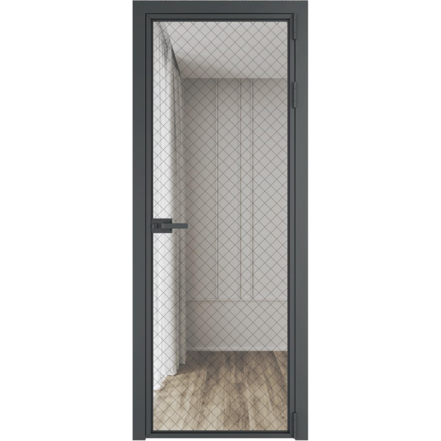 Дверь межкомнатная  алюминиевая  1 AX ProfilDoors (Серая ночь, Ромб черный)