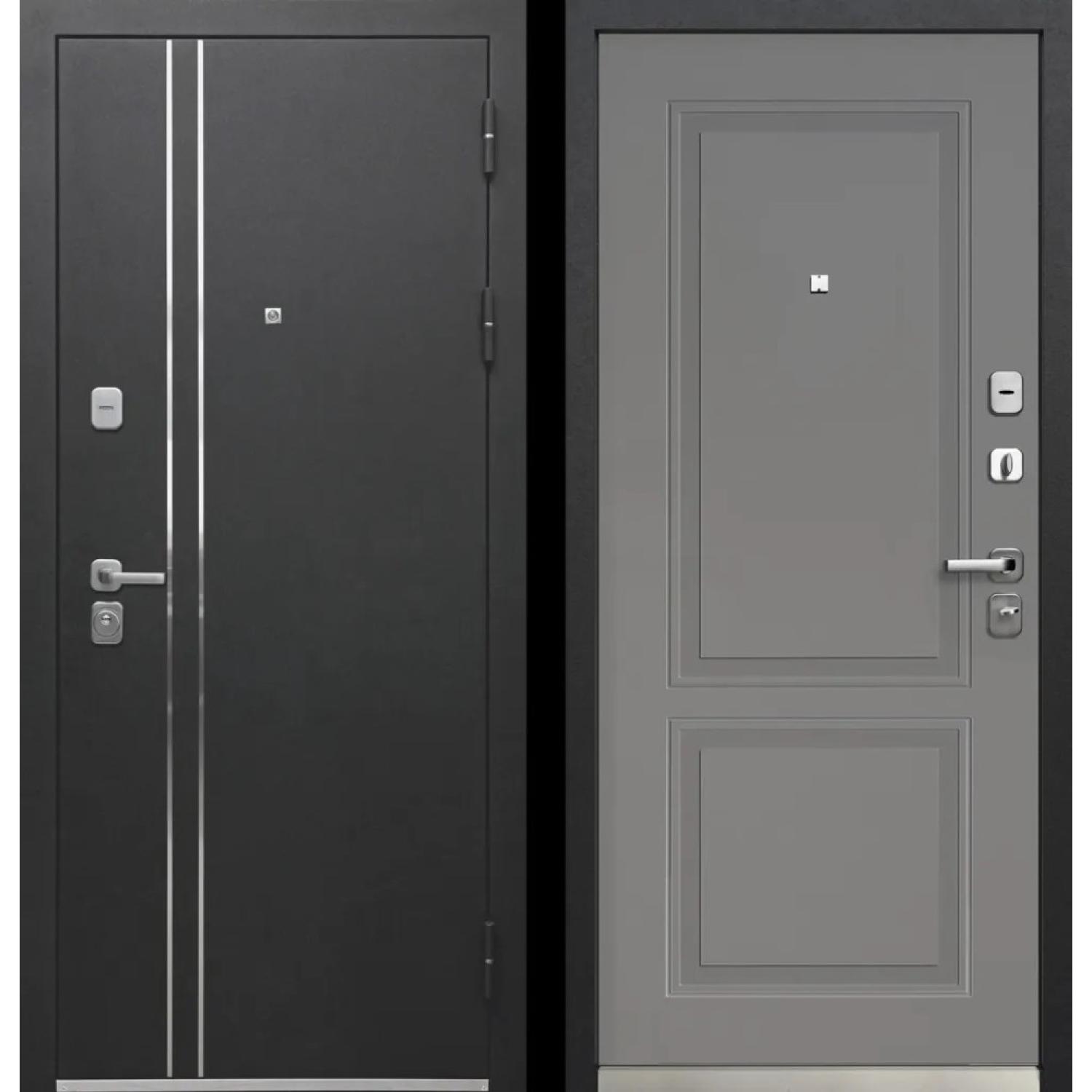 Входная дверь Luxor Букле черный (960*2050 L, Букле чёрный (Полимерно-порошковое), Велюр софт грей (ПВХ), Заказная)