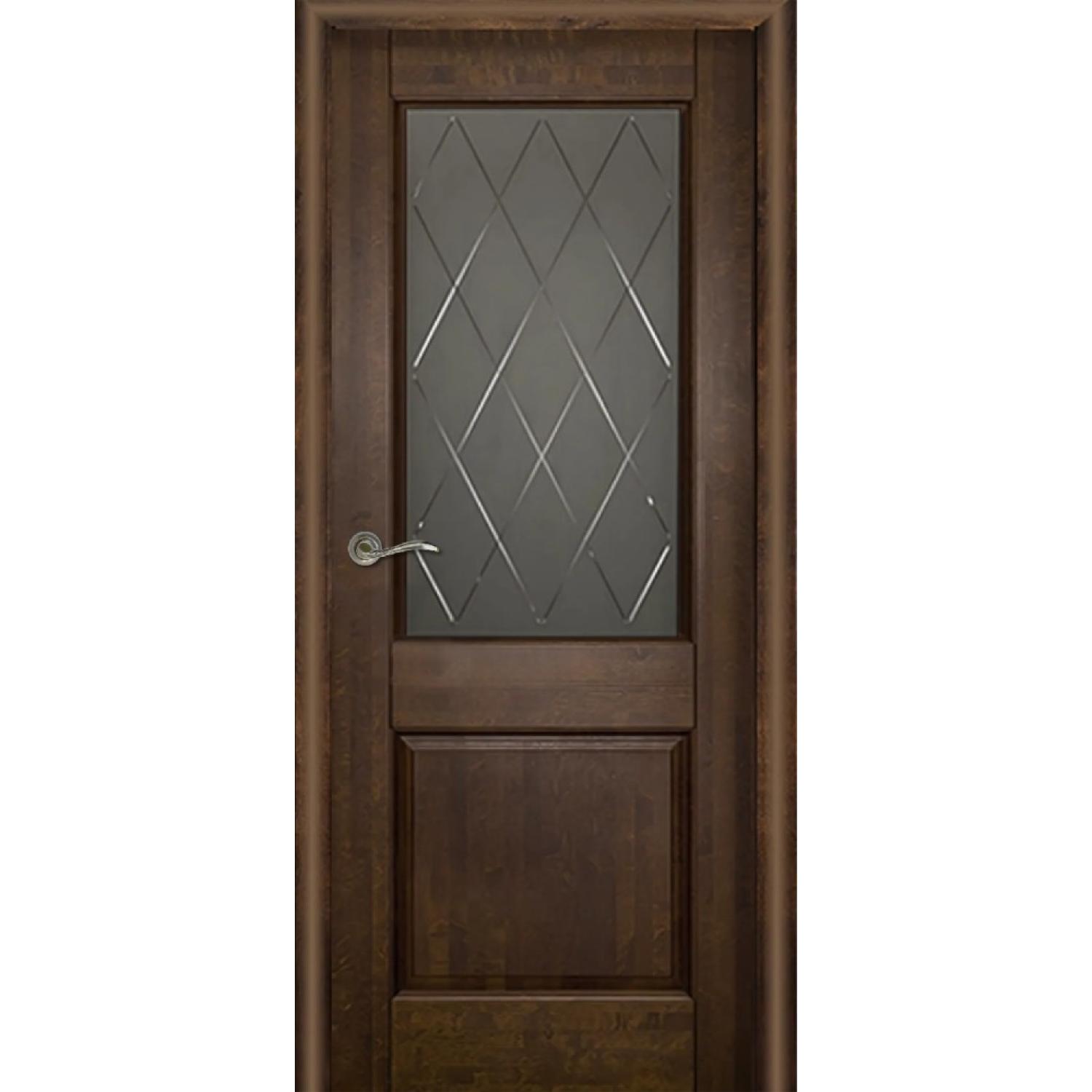 Дверь межкомнатная массив ольхи Элегия-1 ДО (2000*700, Античный орех, Графит с гравировкой, Заказная)