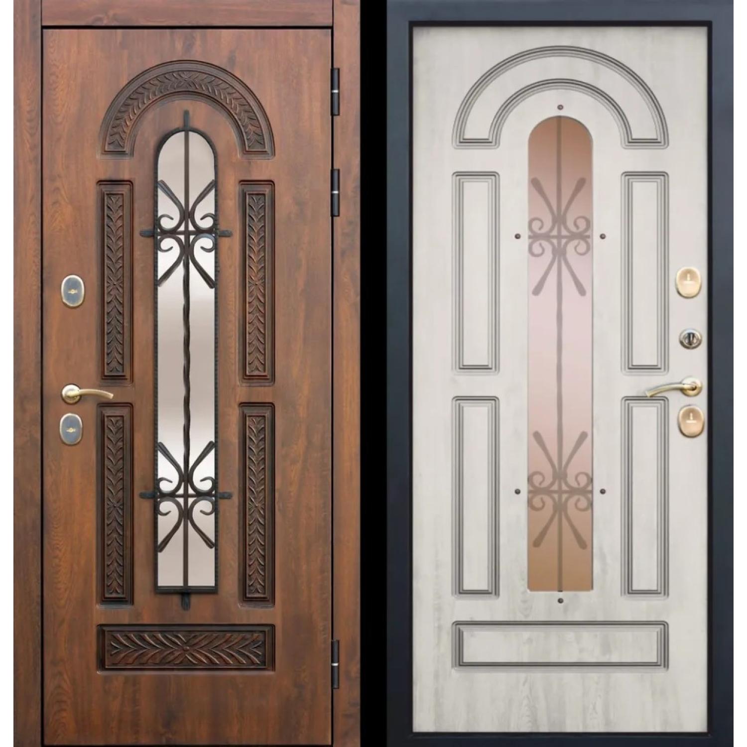 Входная дверь Vitra 13 см (860*2050 R, Грецкий орех (Vinorit), Сосна белая, Складская)