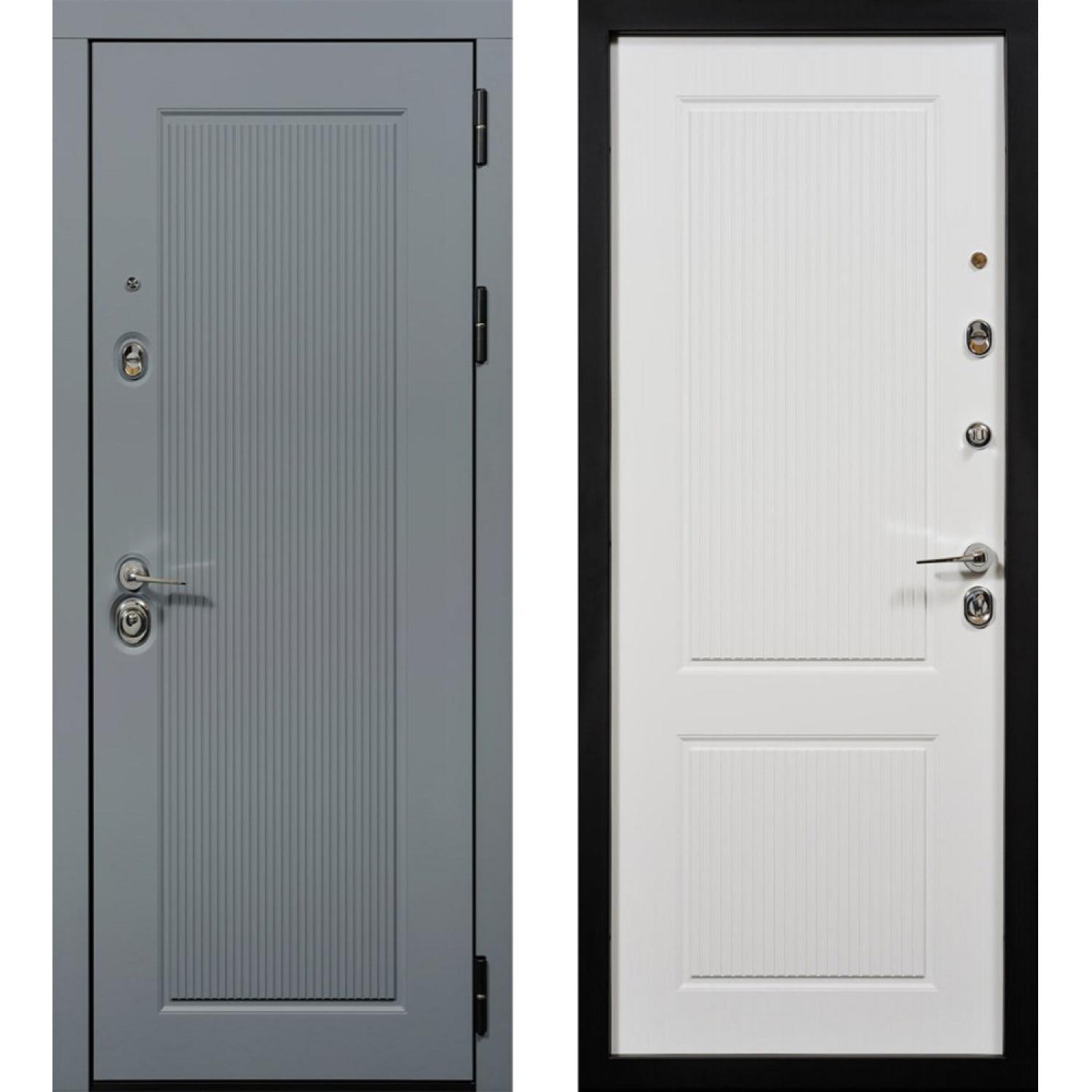 Входная дверь Сафира (960*2050 R, RAL 7012 (эмаль), Белый (эмаль RAL 9003), Заказная)