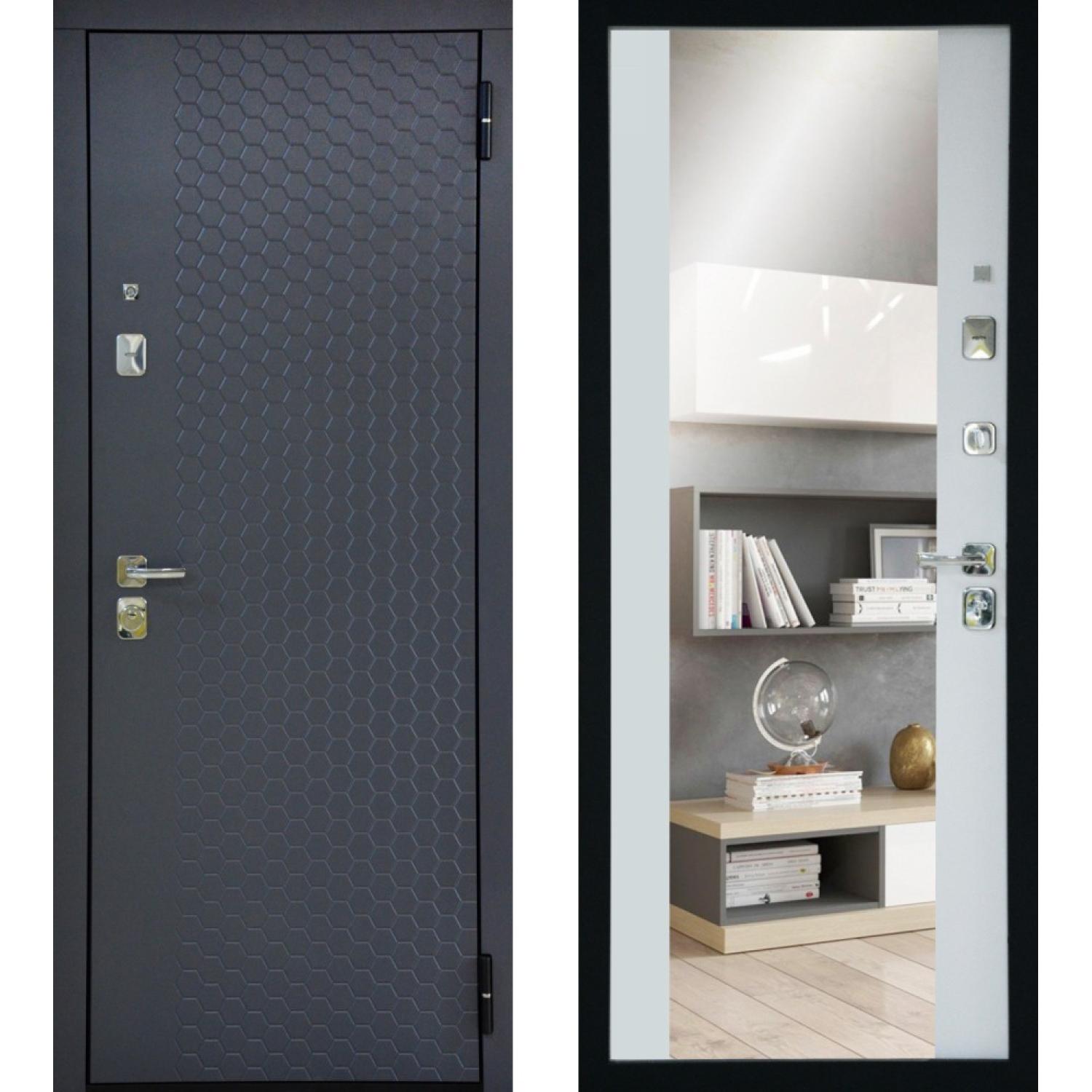 Входная дверь TR8 (960*2050 R, Грей (ПВХ), Белый ZB (ПВХ)+зеркало, Заказная)