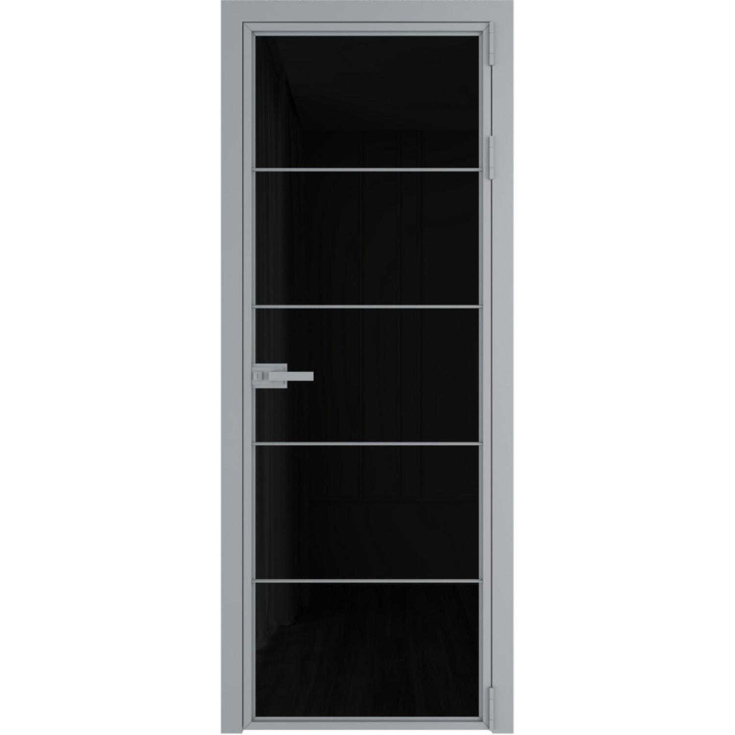Дверь межкомнатная  алюминиевая  5 AX ProfilDoors (Серебро, Триплекс черный)