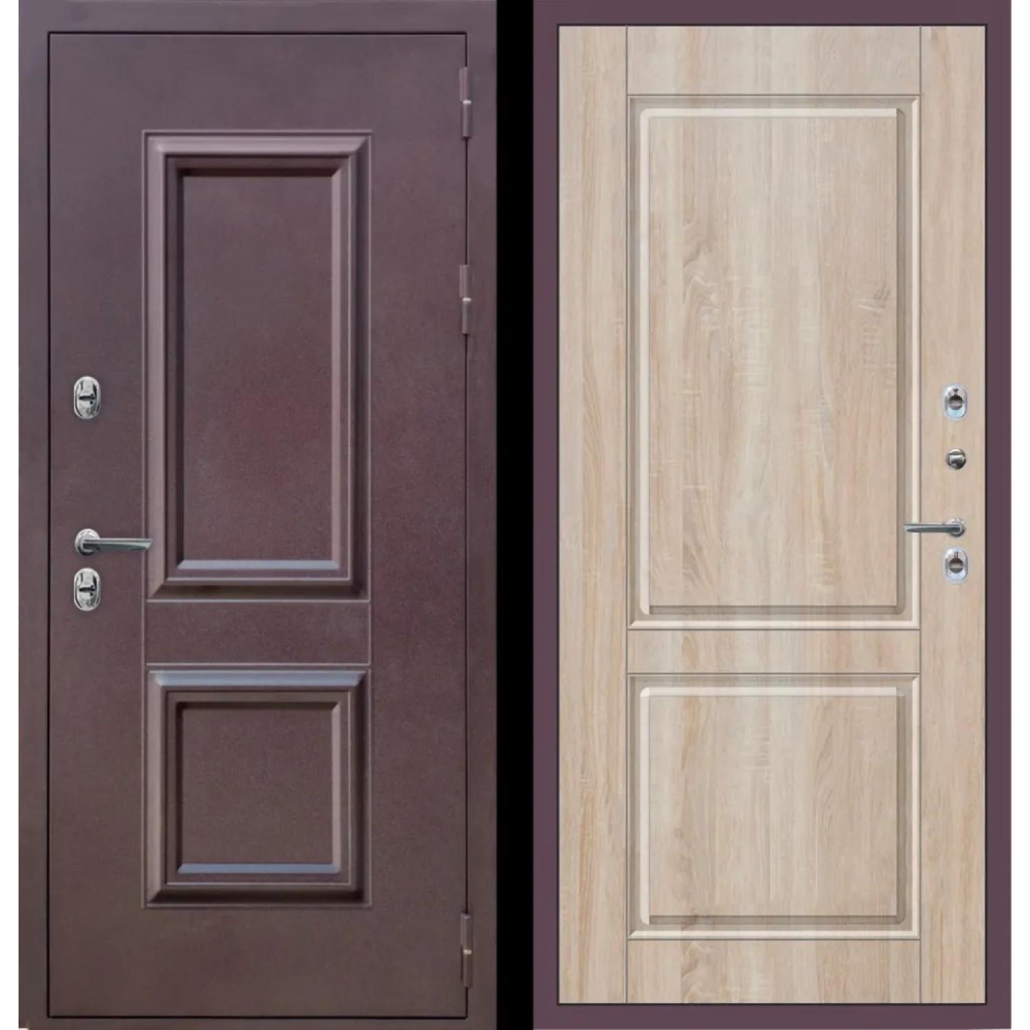 Дверь входная металлическая M61 ТЕРМО (960*2050 R, Букле опал (Полимерно-порошковое), Дуб сонома светлый (ПВХ), Заказная)