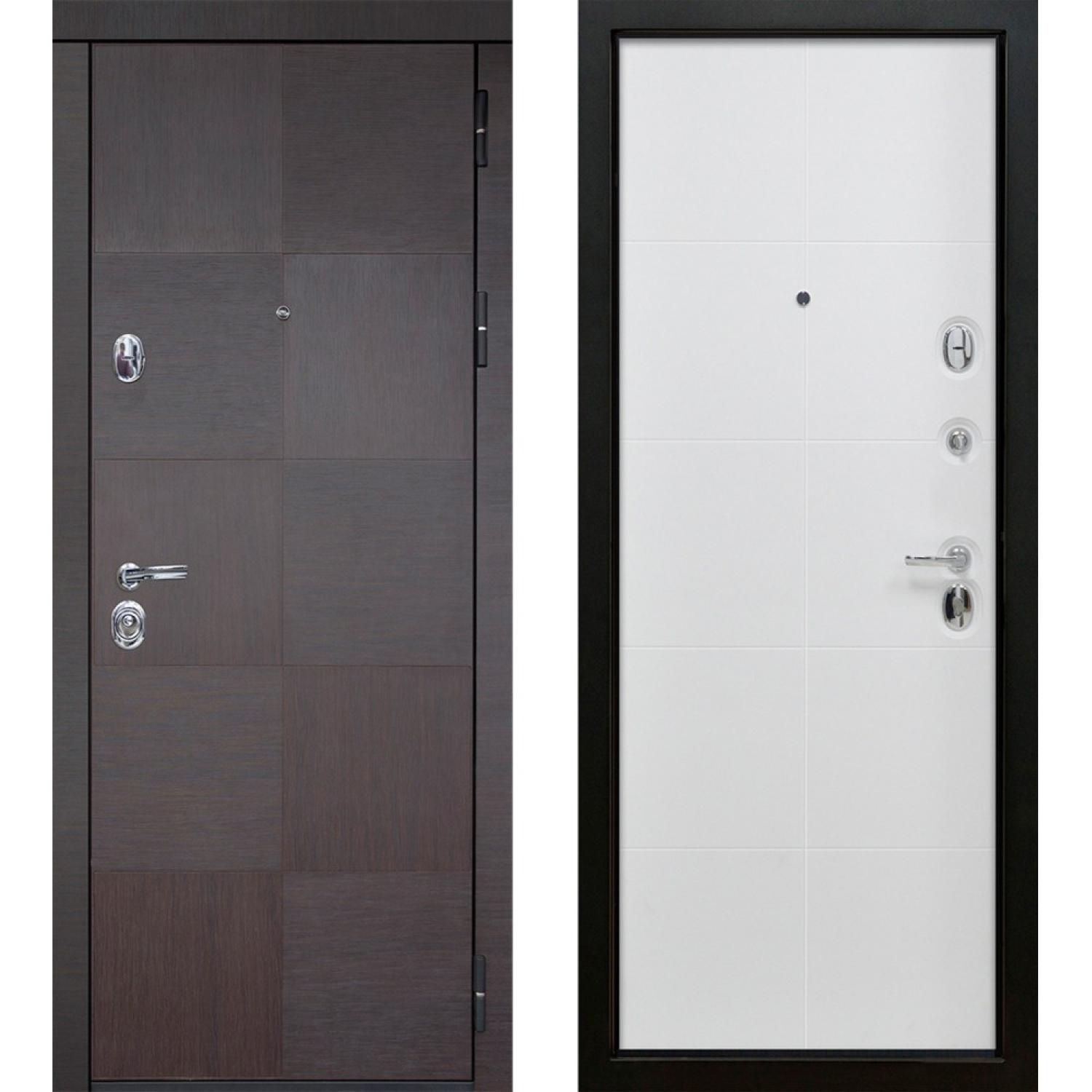 Входная дверь Альба (860*2050 R, Венге черный (ПВХ) , Белый сатин (ПВХ), Заказная)