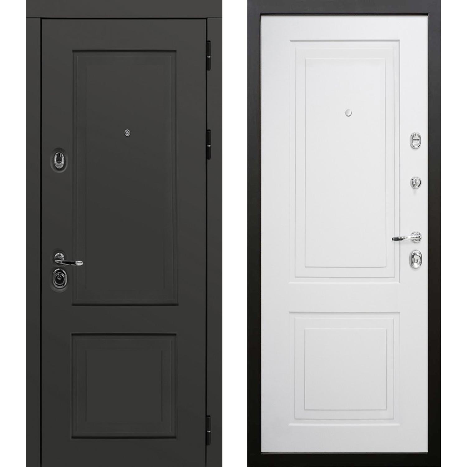 Входная дверь Азура (960*2050 R,  Серый (Эмаль TSBR 7021) , Белый (эмаль RAL 9003), Заказная)