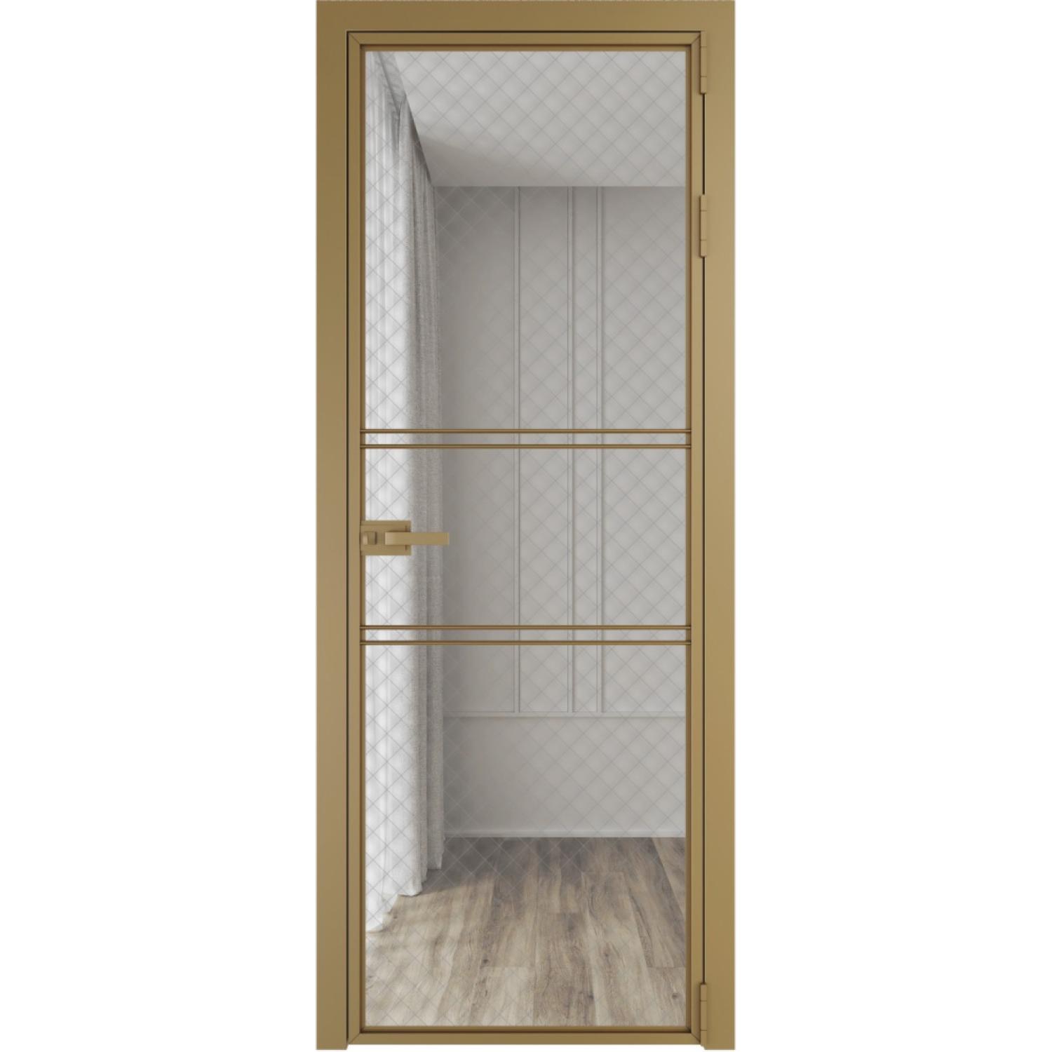 Дверь межкомнатная  алюминиевая  2 AX ProfilDoors (Золото, Ромб серебро)