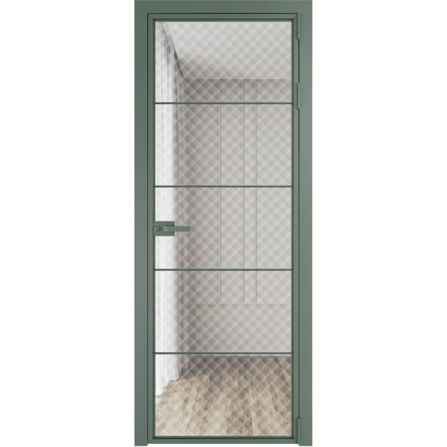 Дверь межкомнатная  алюминиевая  5 AX ProfilDoors (Зеленый воск, Ромб белый)