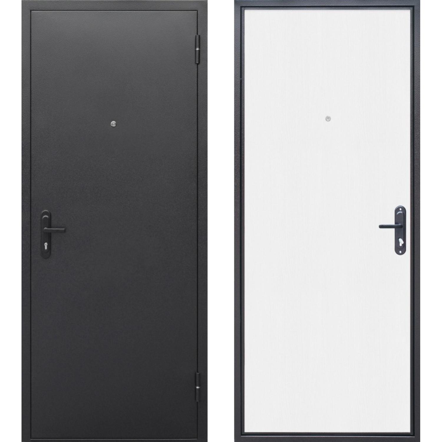 Входная дверь Стройгост 5 РФ Серебро (960*2050 L, Антик серебро (Полимерно-порошковое), Беленый дуб (ПВХ), Складская)