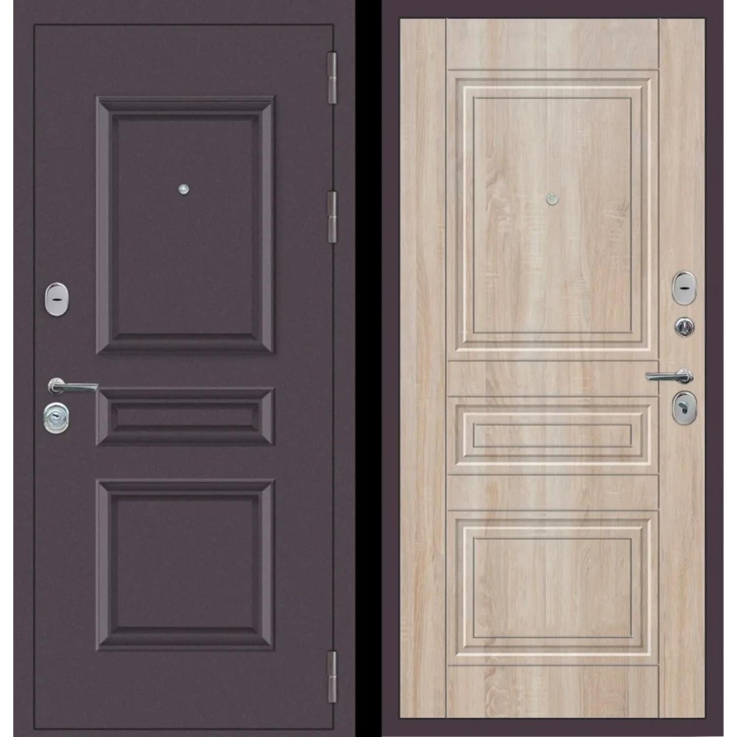 Дверь входная металлическая М53 (960*2050 R, Букле опал (Полимерно-порошковое), Дуб сонома светлый, Заказная)